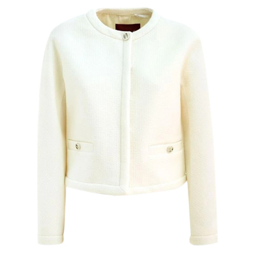 GUCCI WHITE WOOL BOUCLE JACKET ELEGANT STYLE | miinto