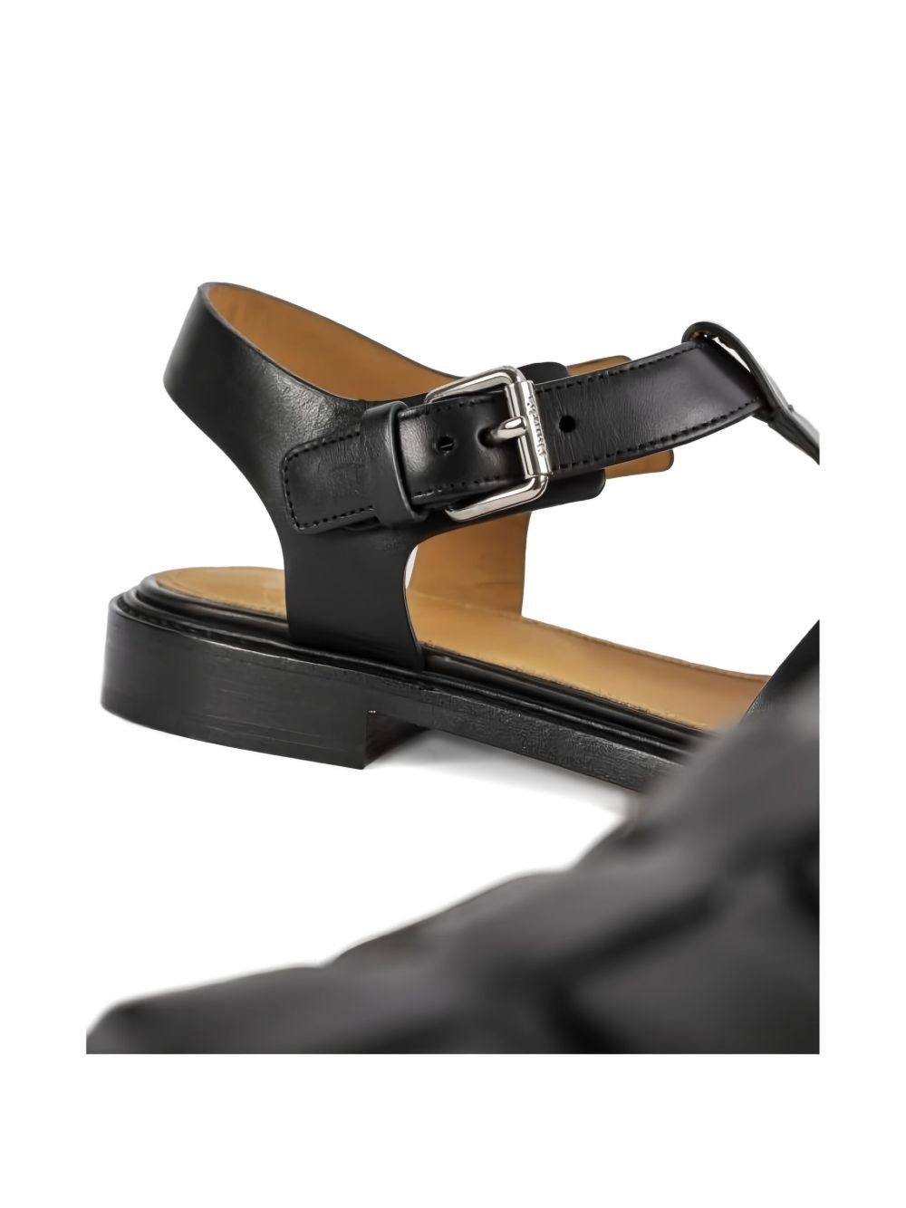 leather lattice flat sandals - 4