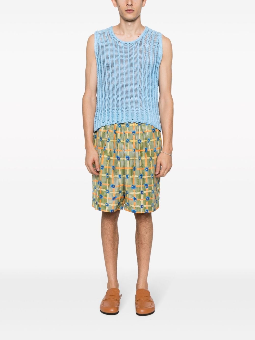 abstract-print silk Bermuda shorts - 2