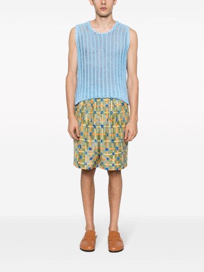 Marni abstract-print silk Bermuda shorts outlook