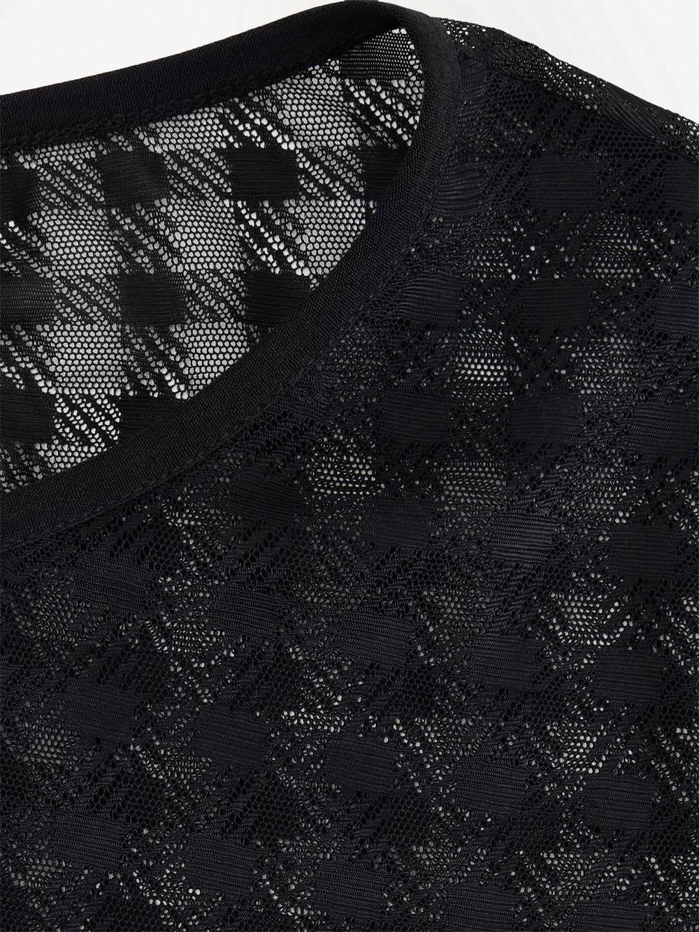checked semi-sheer midi dress - 5