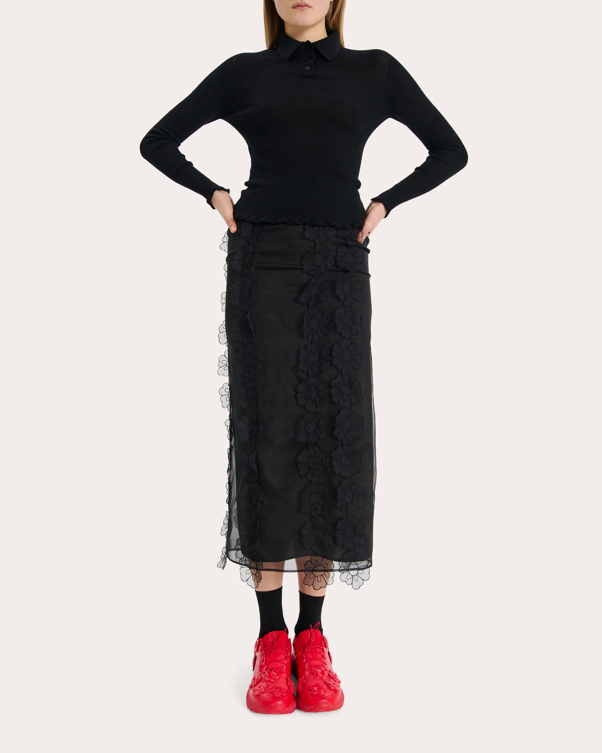 Olympia Floral-Appliquéd Midi Skirt - 5