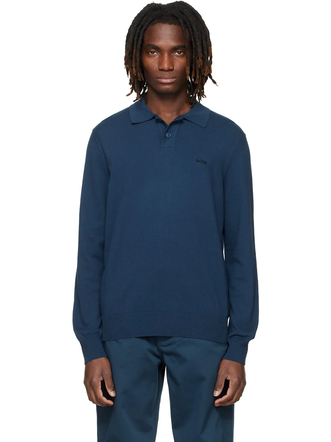 Navy Logo Embroidery Polo - 1