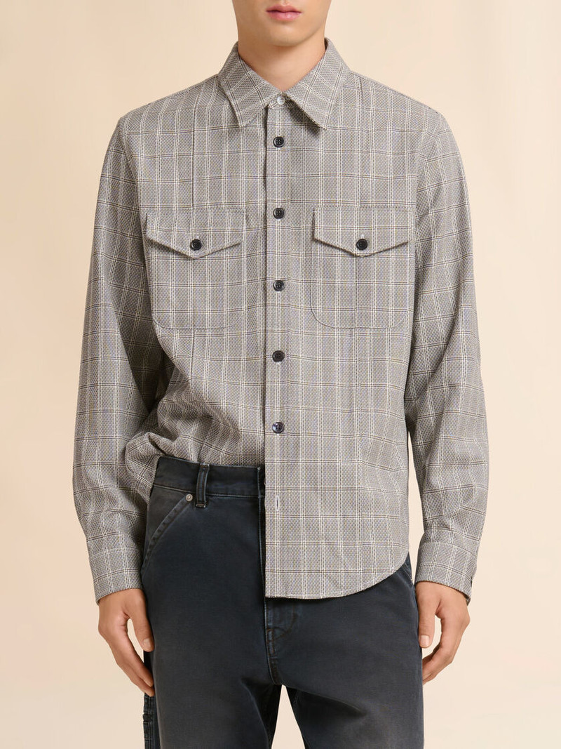 BROWN WOOL SHIRT WITH TARTAN CHECK 4