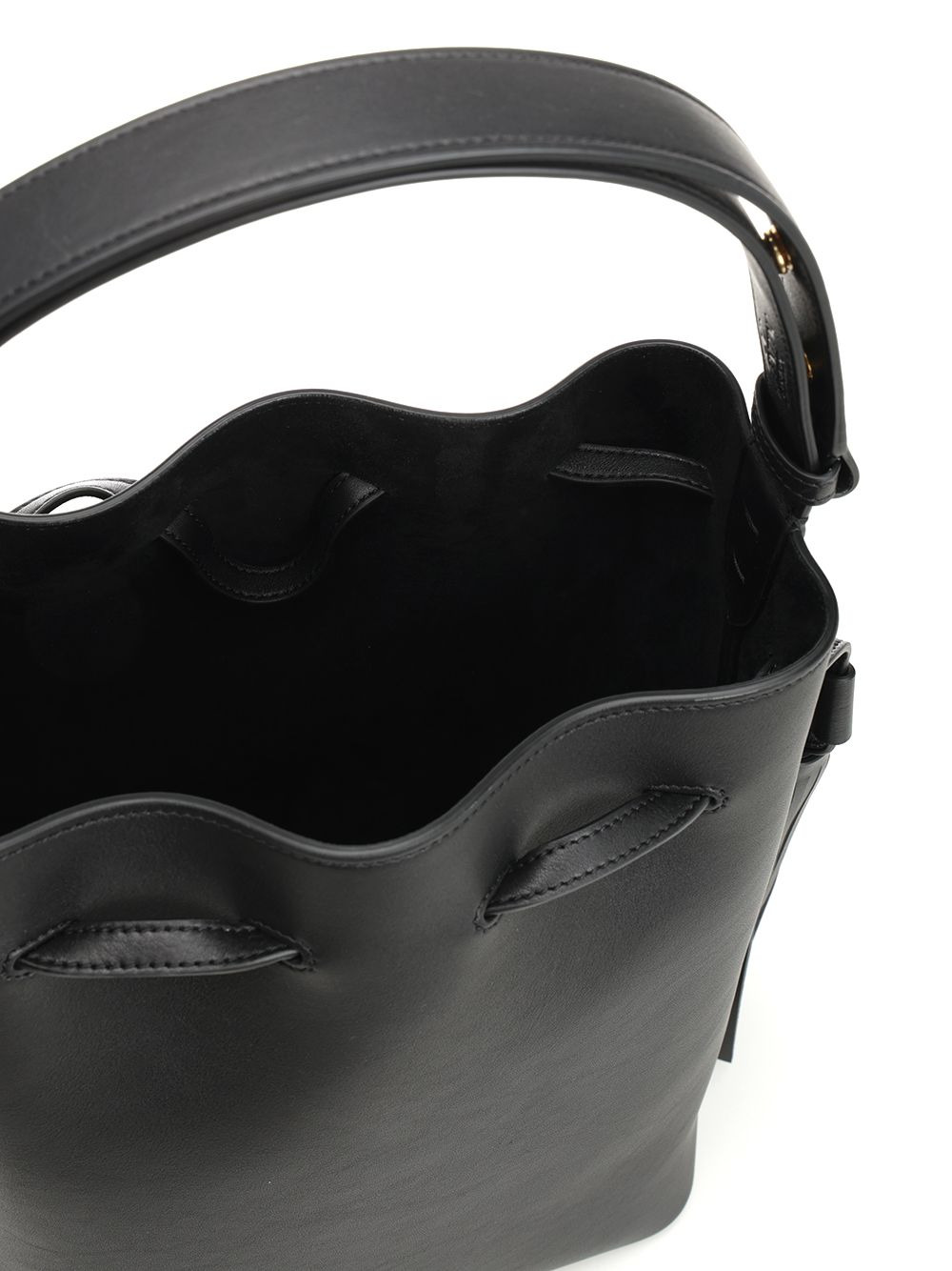 Drawstring Bag | So Seau | Vitello V./A.Brass Logo Handbags Black - 5