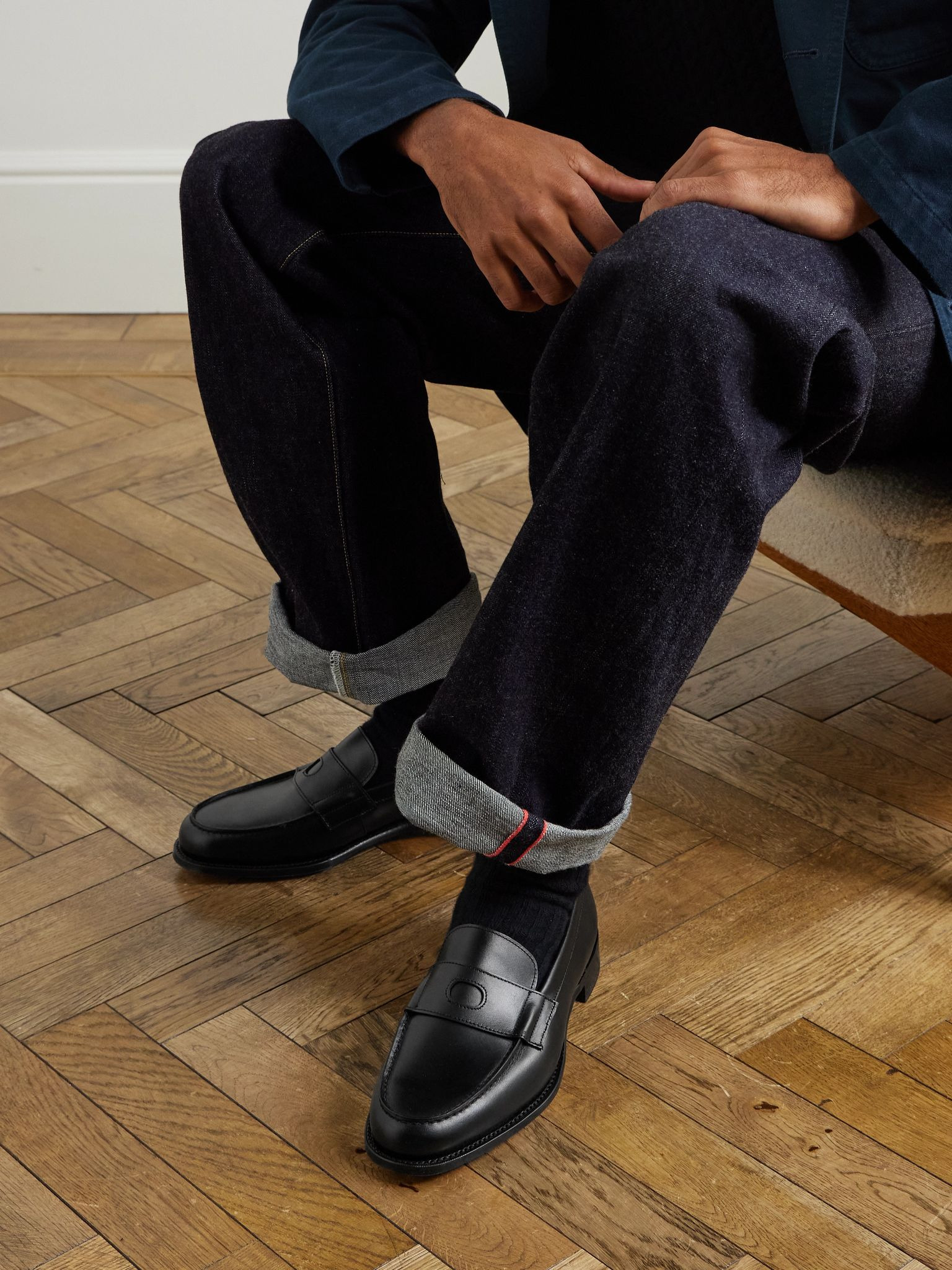 Charles Leather Penny Loafers Black - 2