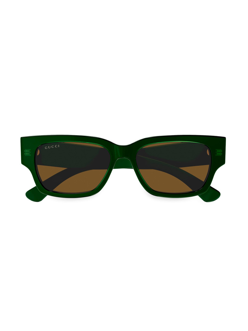 Men's Gucci Lacquered 54MM Squared Sunglasses - Silver Green Brown 3