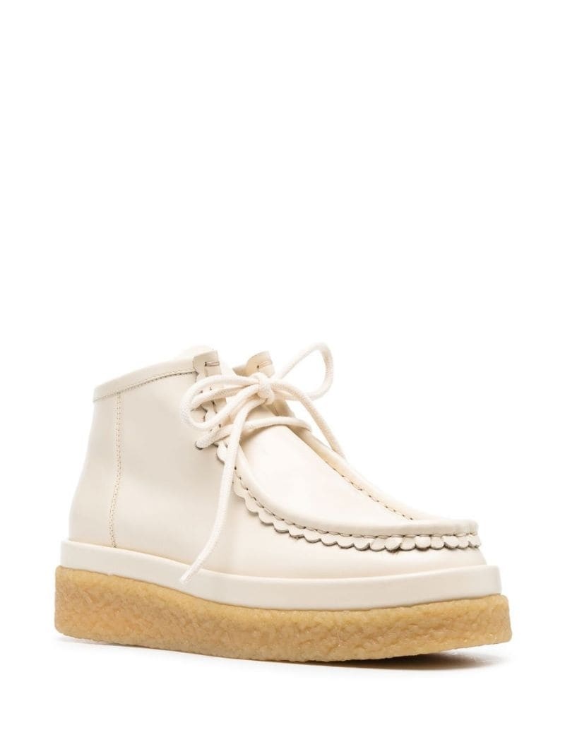 scallop-trim leather ankle boots - 3