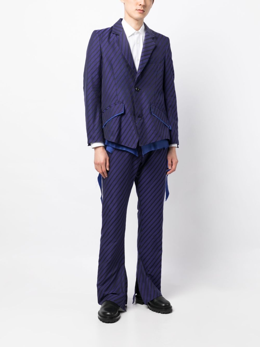 diagonal-striped straight-leg trousers - 2