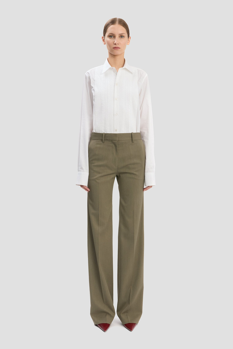 Victoria Beckham Tailored Straight Leg Trouser In Sage Melange outlook