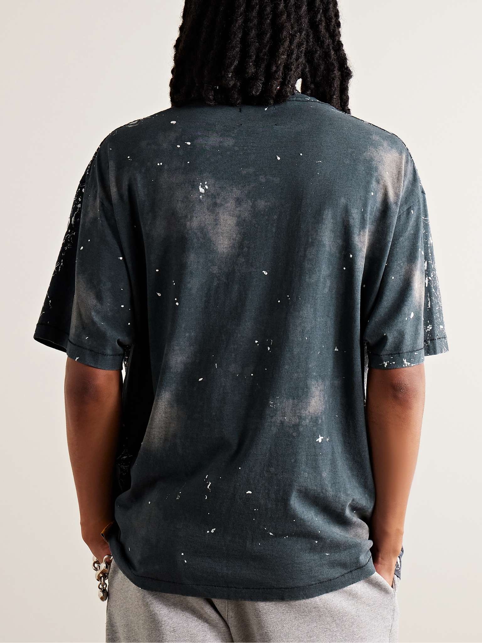 Paint-Splattered Bleached Cotton-Jersey T-Shirt - 3