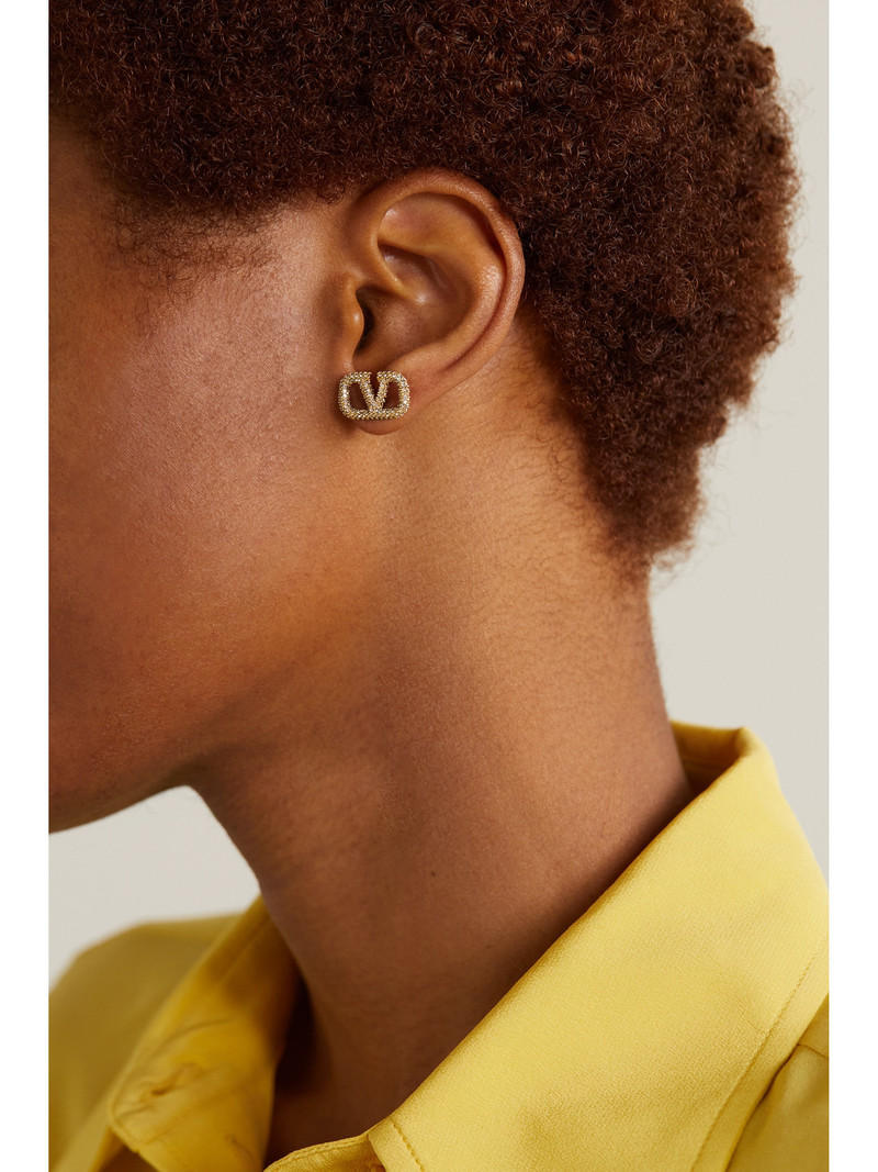 Valentino Vlogo Gold-tone Crystal Earrings outlook