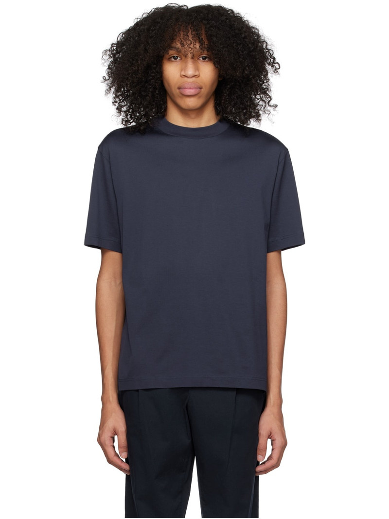 Navy Mock Neck T-Shirt - 1