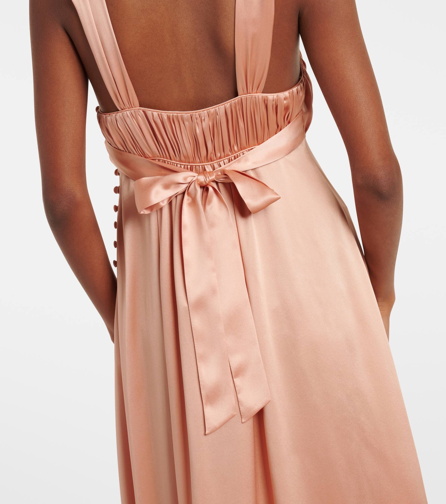 Ruched silk satin maxi dress - 6