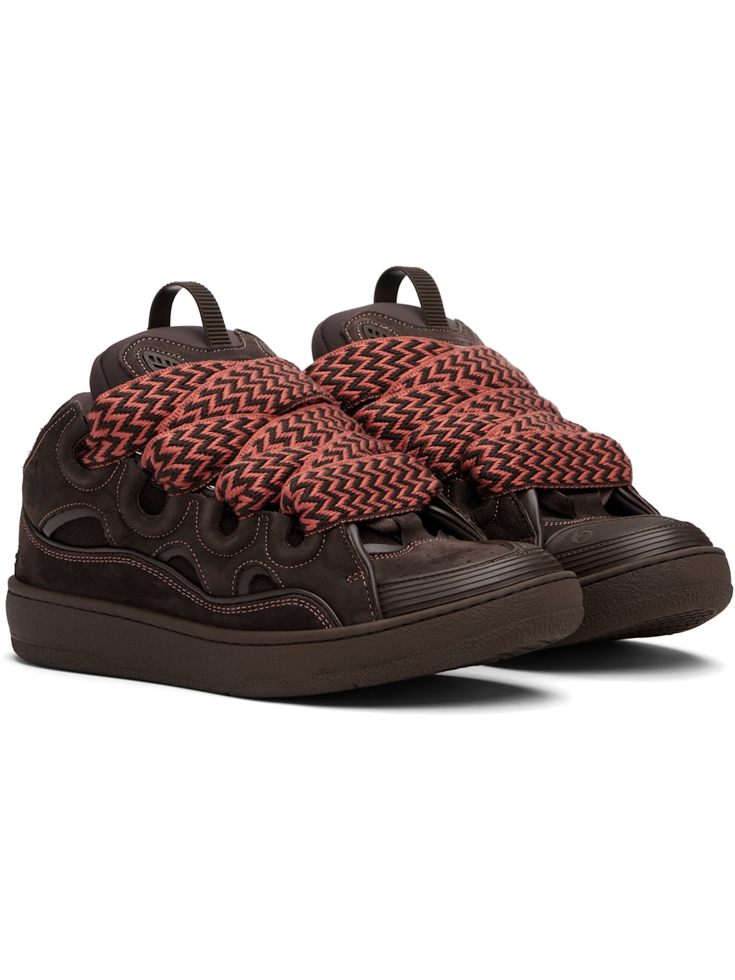 Brown Curb Leather Sneakers - 4