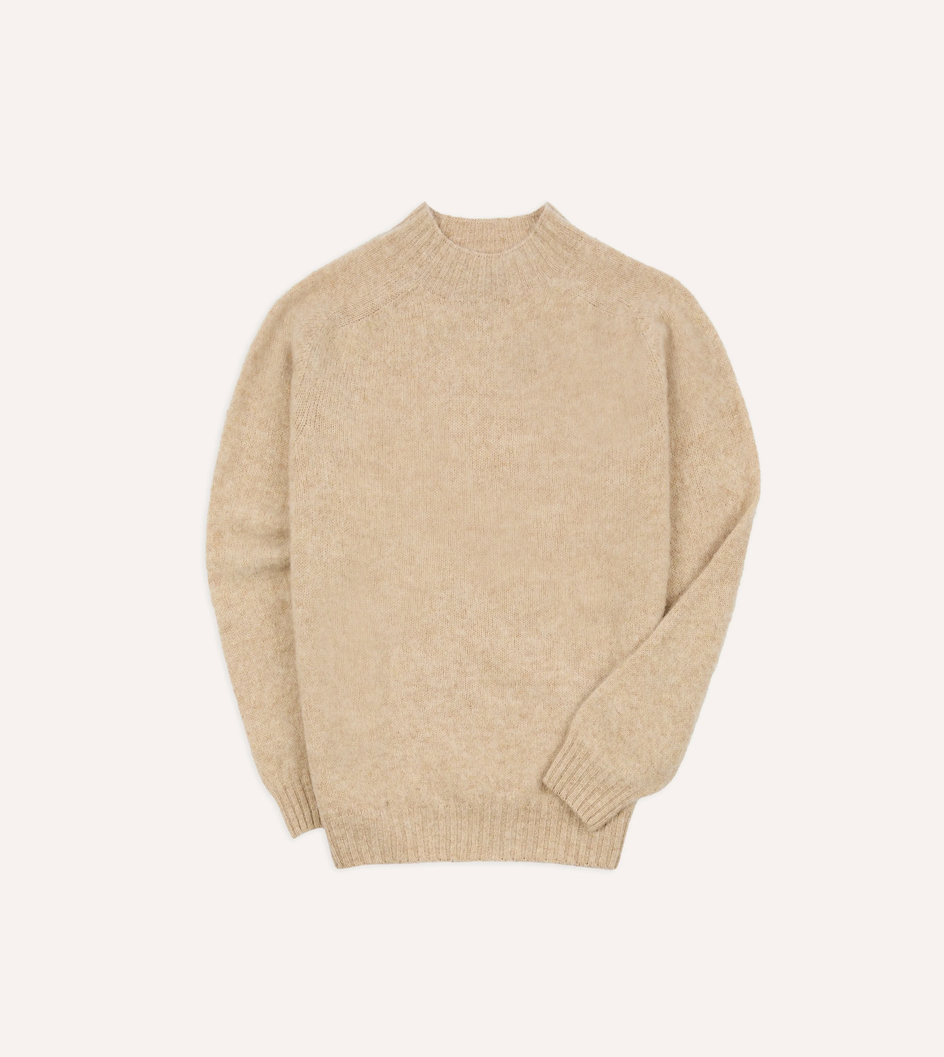 Ecru Brushed Shetland Mock Neck Jumper - 1