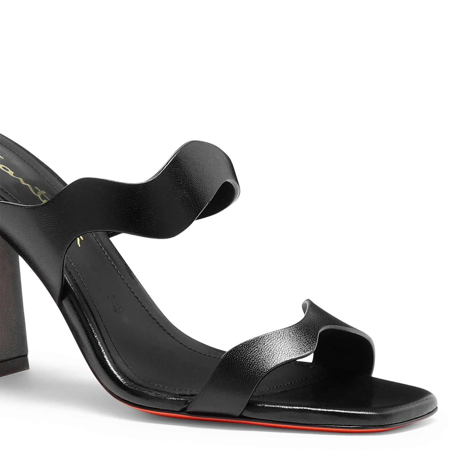 Women's black leather high-heel sandal - 5