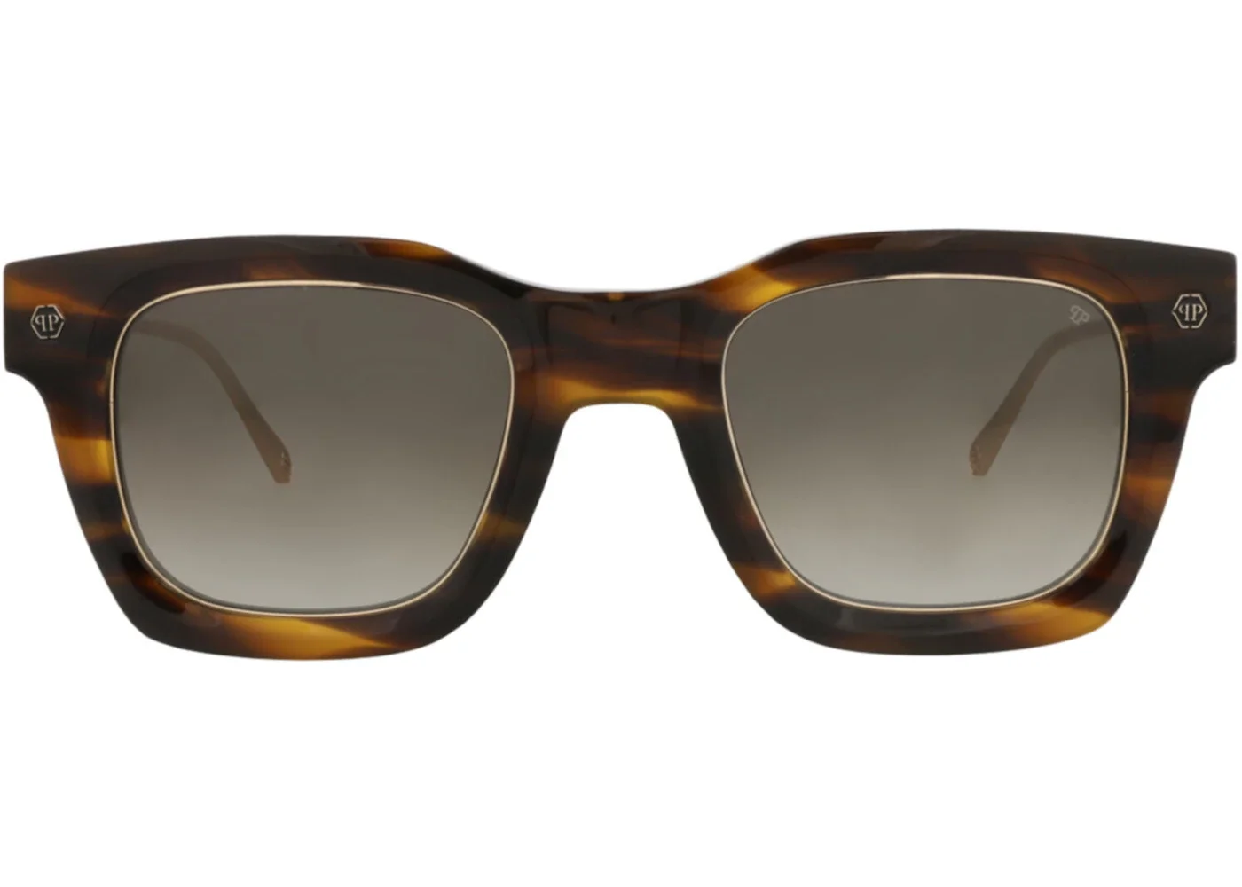 Philipp Plein Square-Frame Acetate Sunglasses Havana Gold Brown (SPP105M-50-09FM) - 1