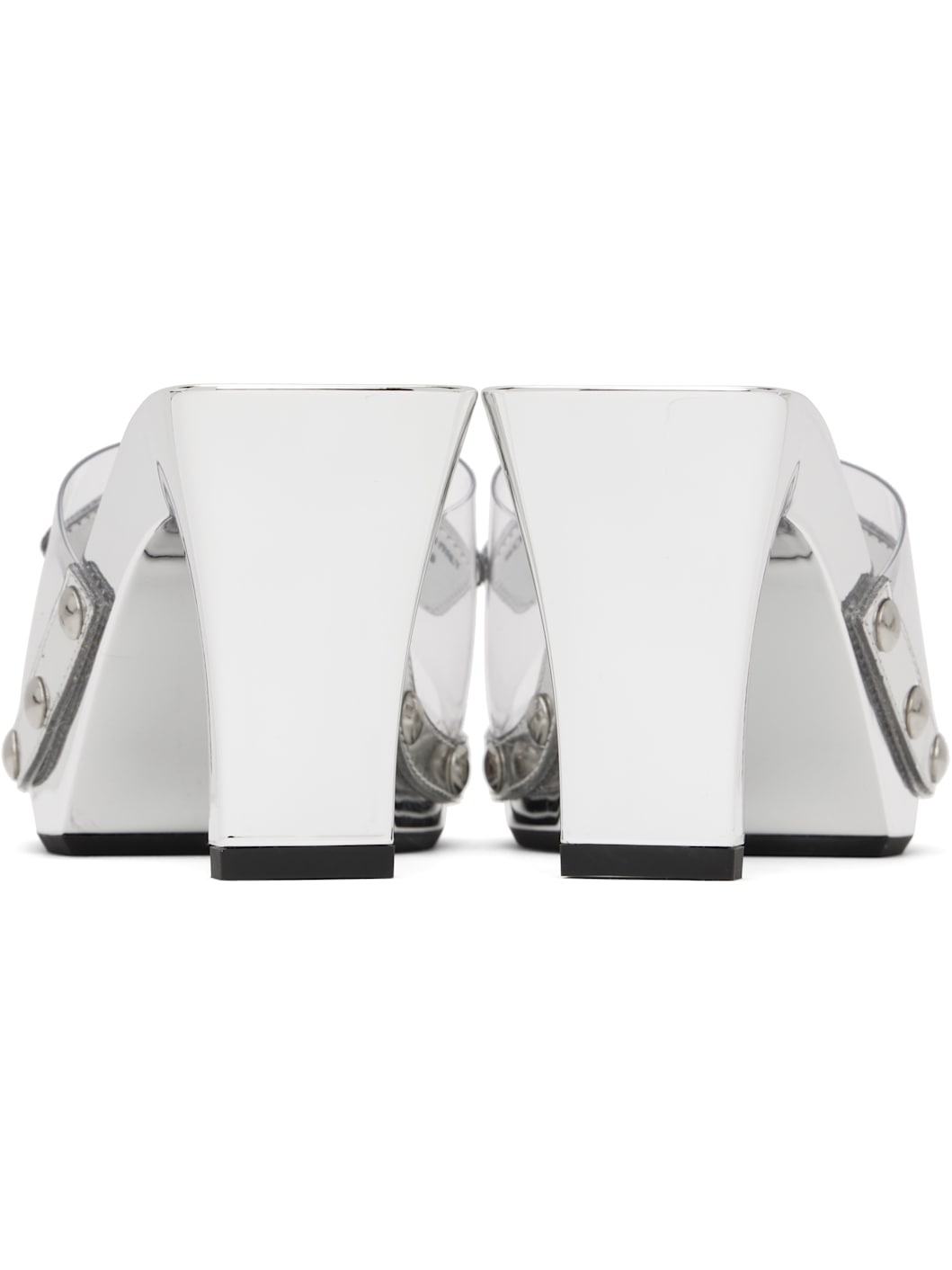Silver Medusa Buckle Transparent 60mm Heeled Sandals - 2