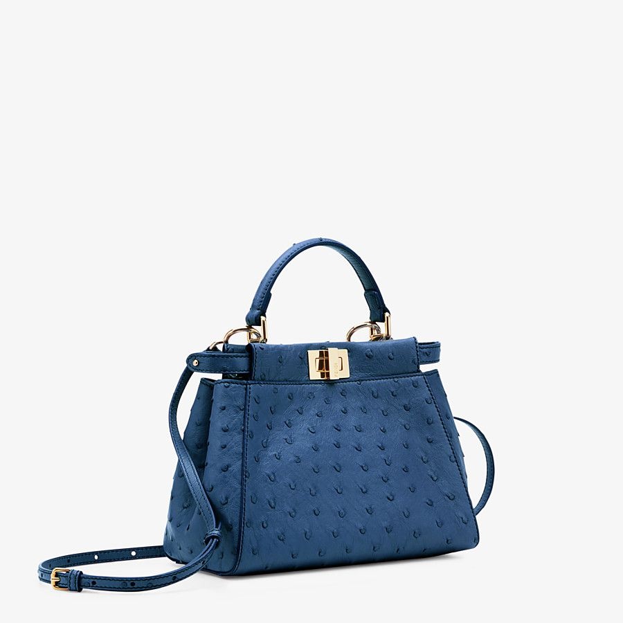 Blue ostrich leather bag - 2