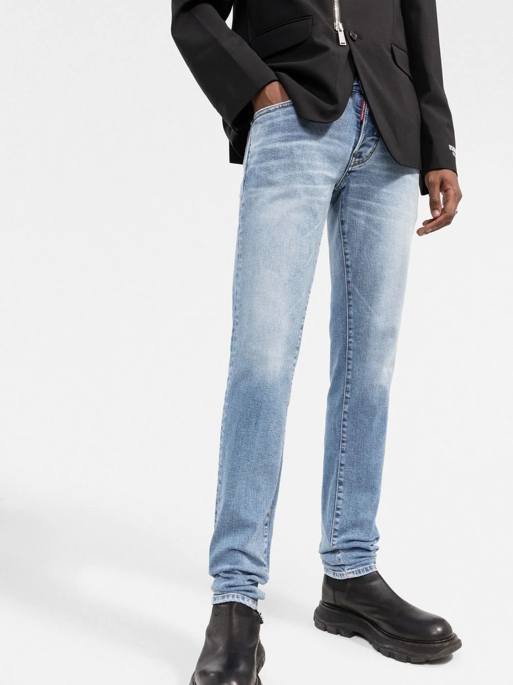 stone-washed slim-fit jeans - 3