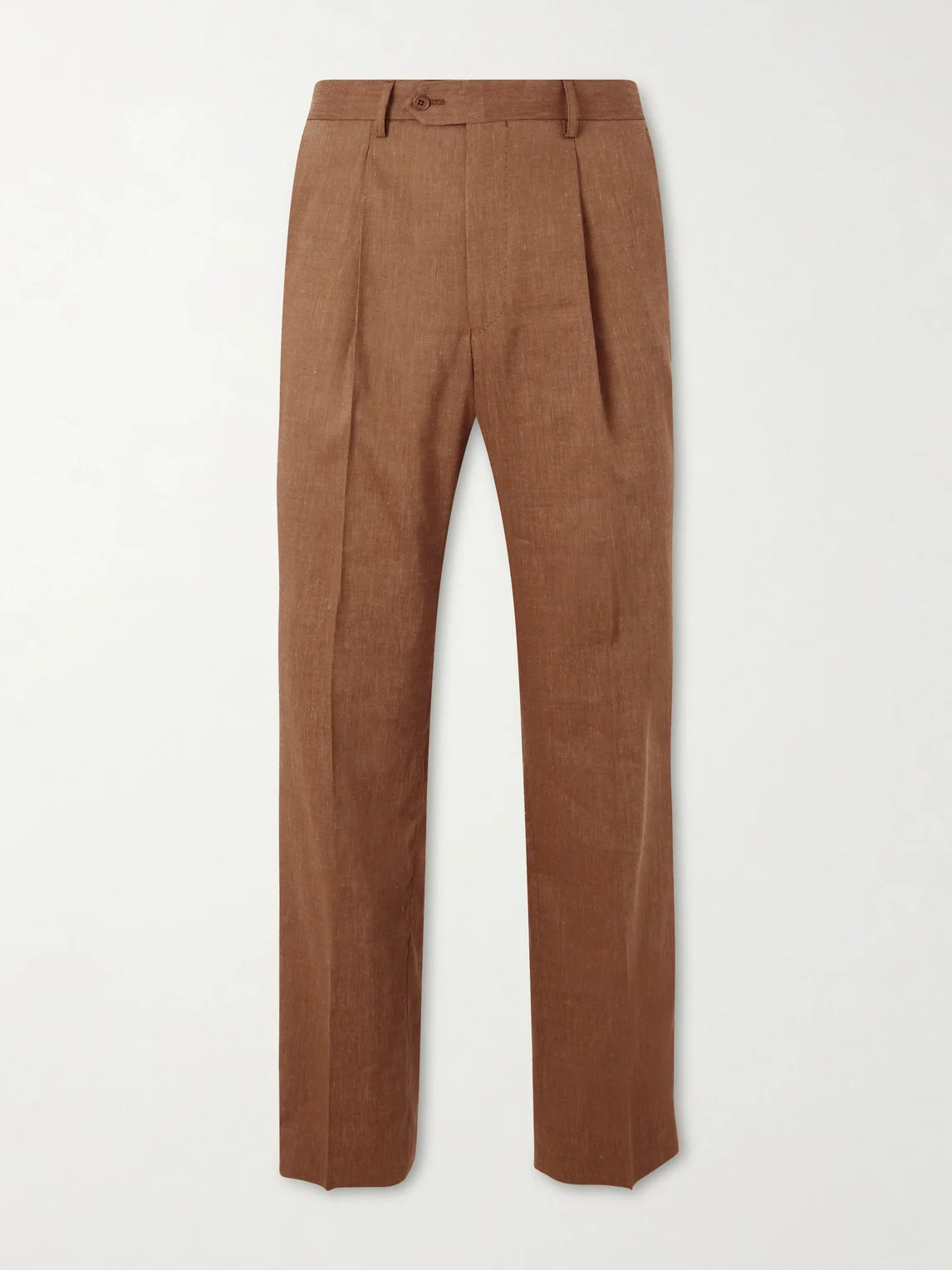 Affonso Pleated Straight-Leg Linen and Virgin Wool-Blend Suit Trousers - 1