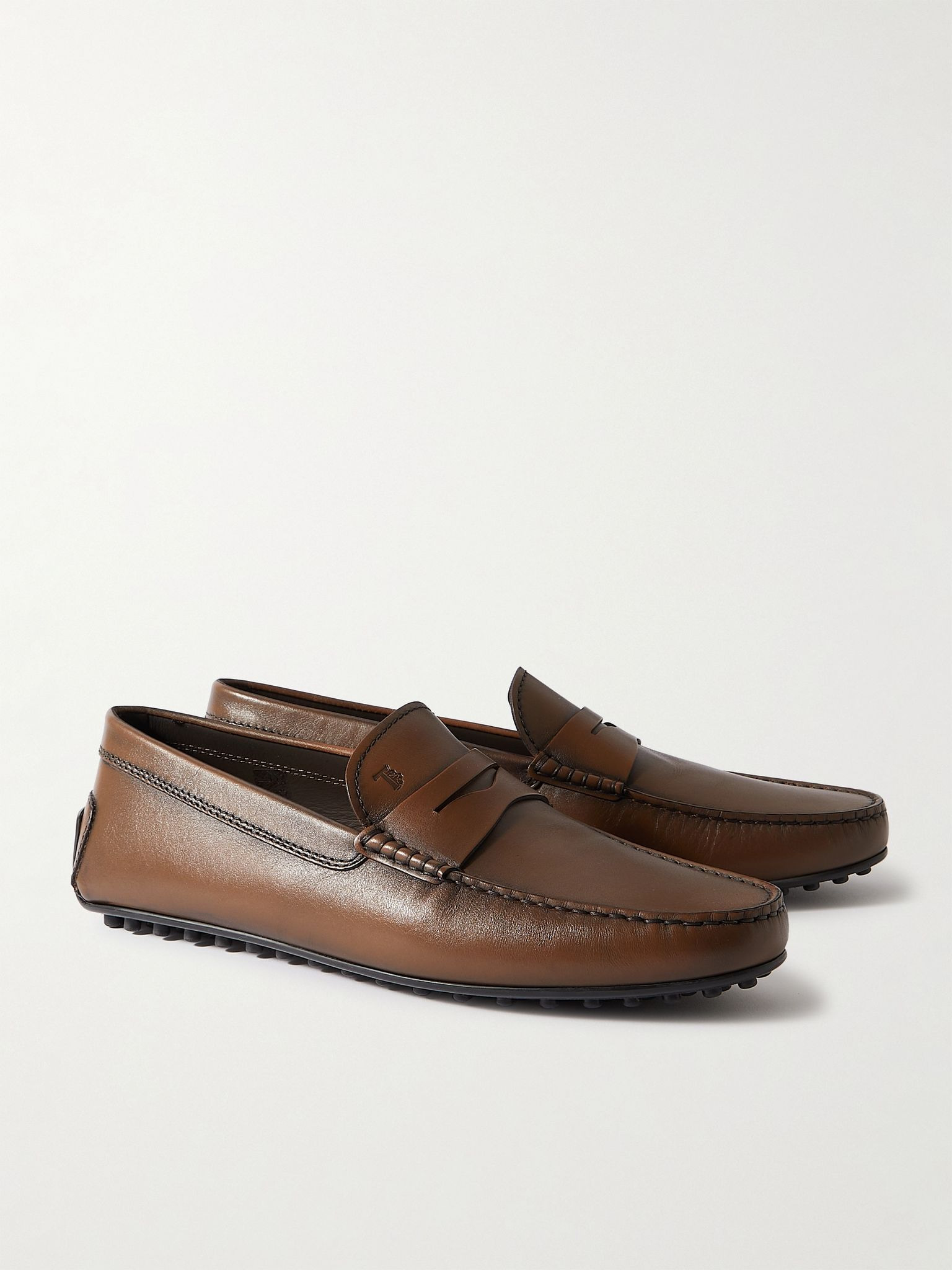 City Gommino Leather Penny Loafers Brown - 4