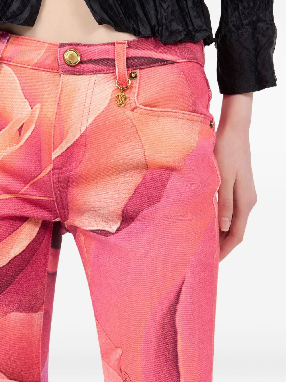 floral-print flared jeans - 5