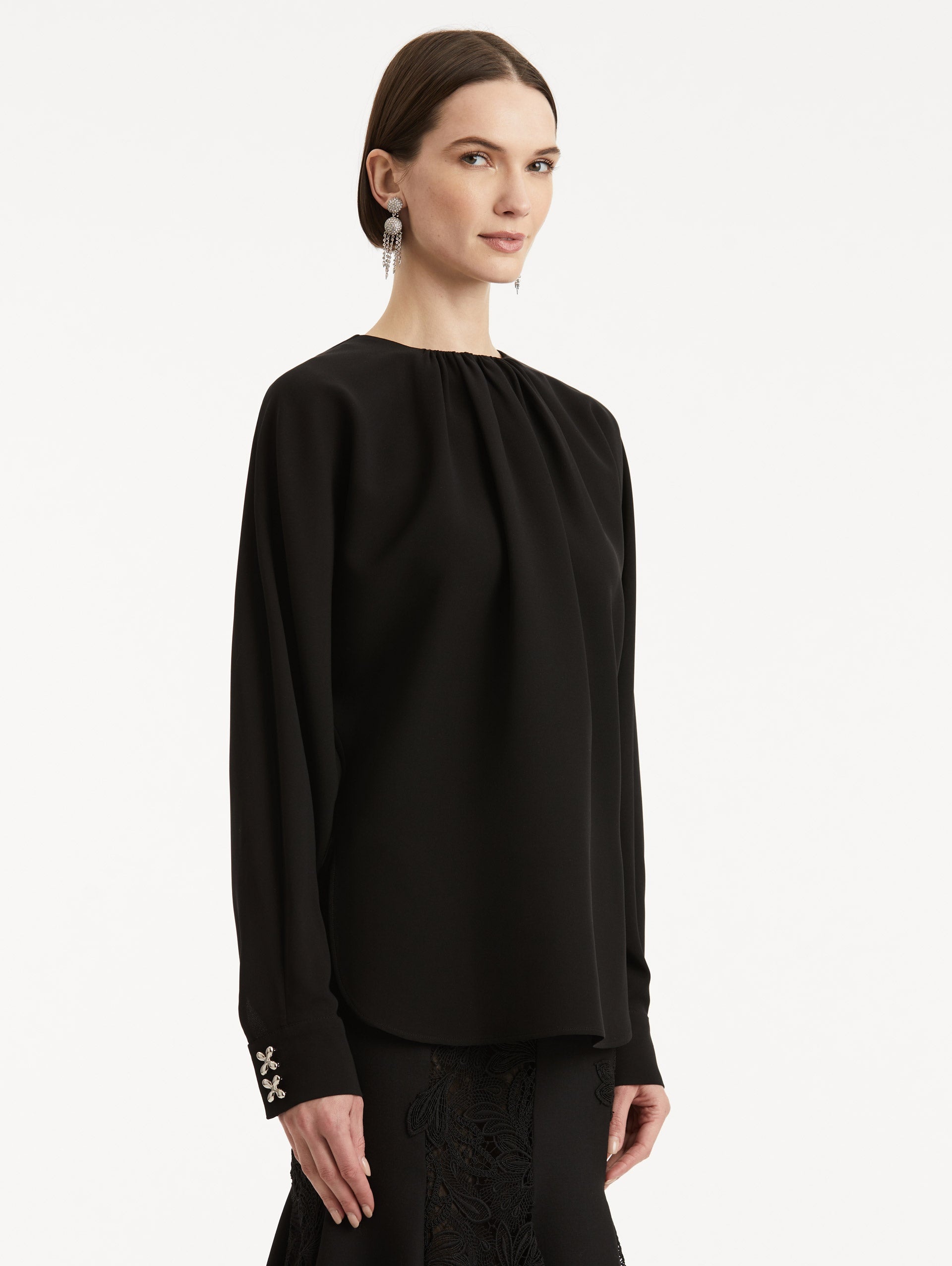 BUTTON-DETAILED GEORGETTE BLOUSE - 4