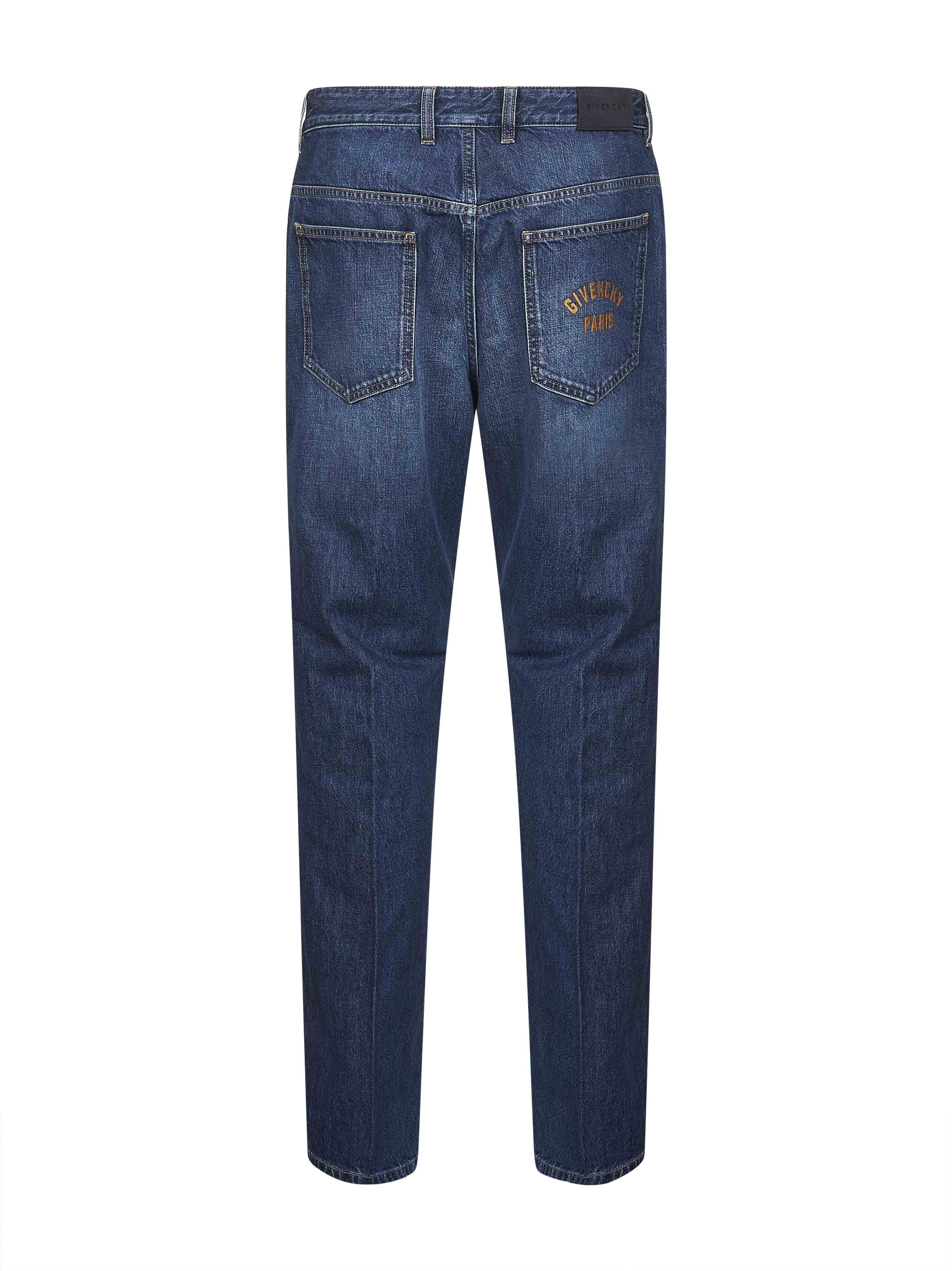 Givenchy Men Blue Washed Denim Straight Jeans - 2