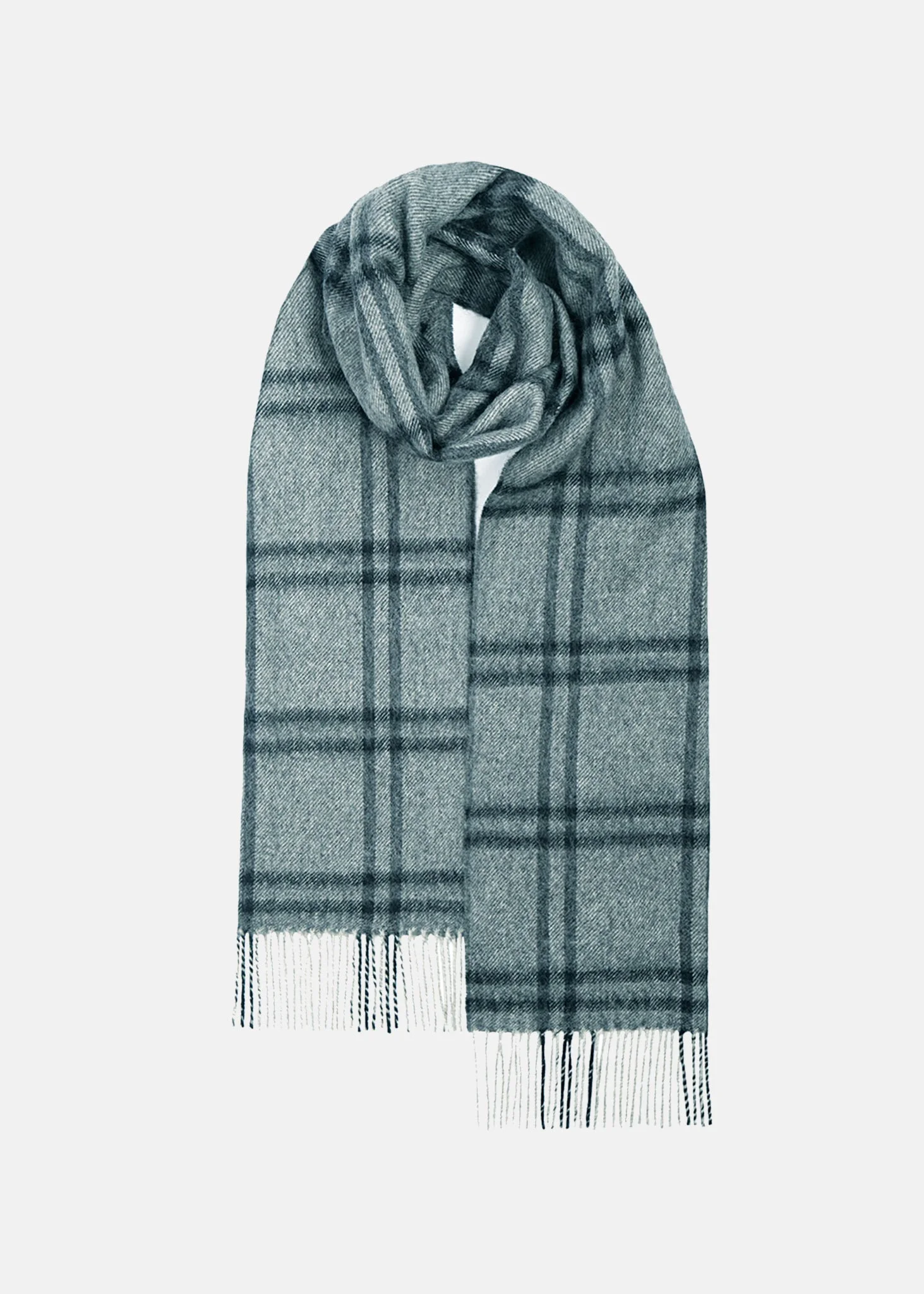 Unisex Oversized Lambswool Scarf Grey Plaid - 1