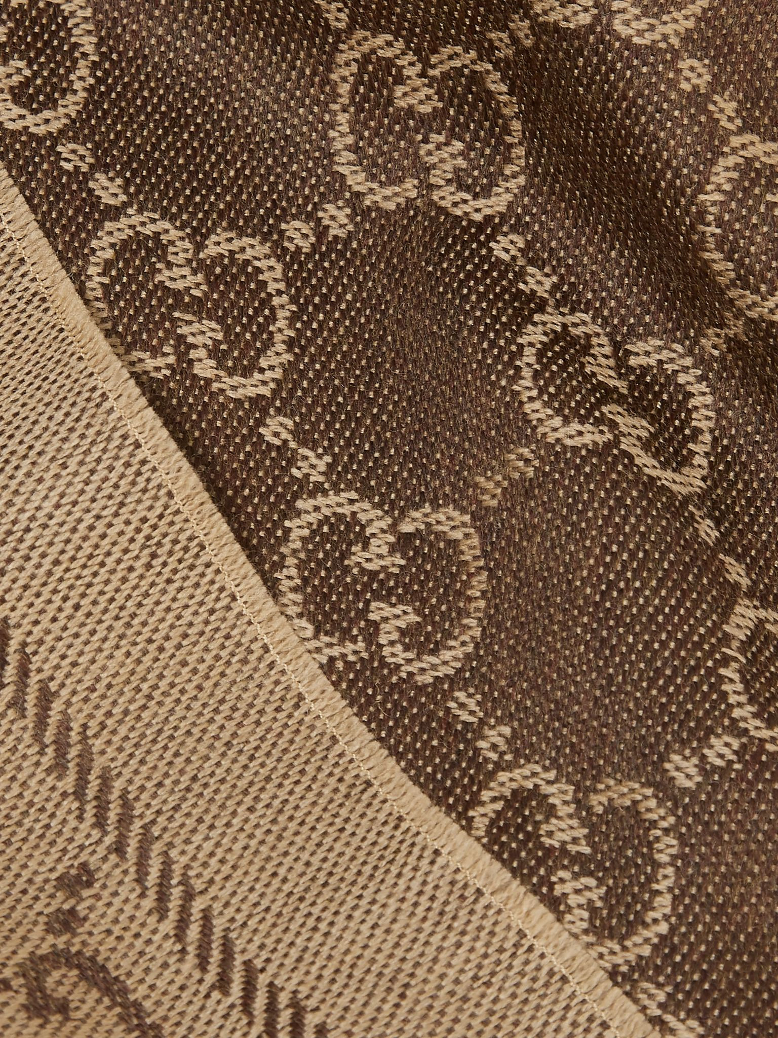+ NET SUSTAIN Sten reversible fringed organic wool-jacquard scarf Brown - 3