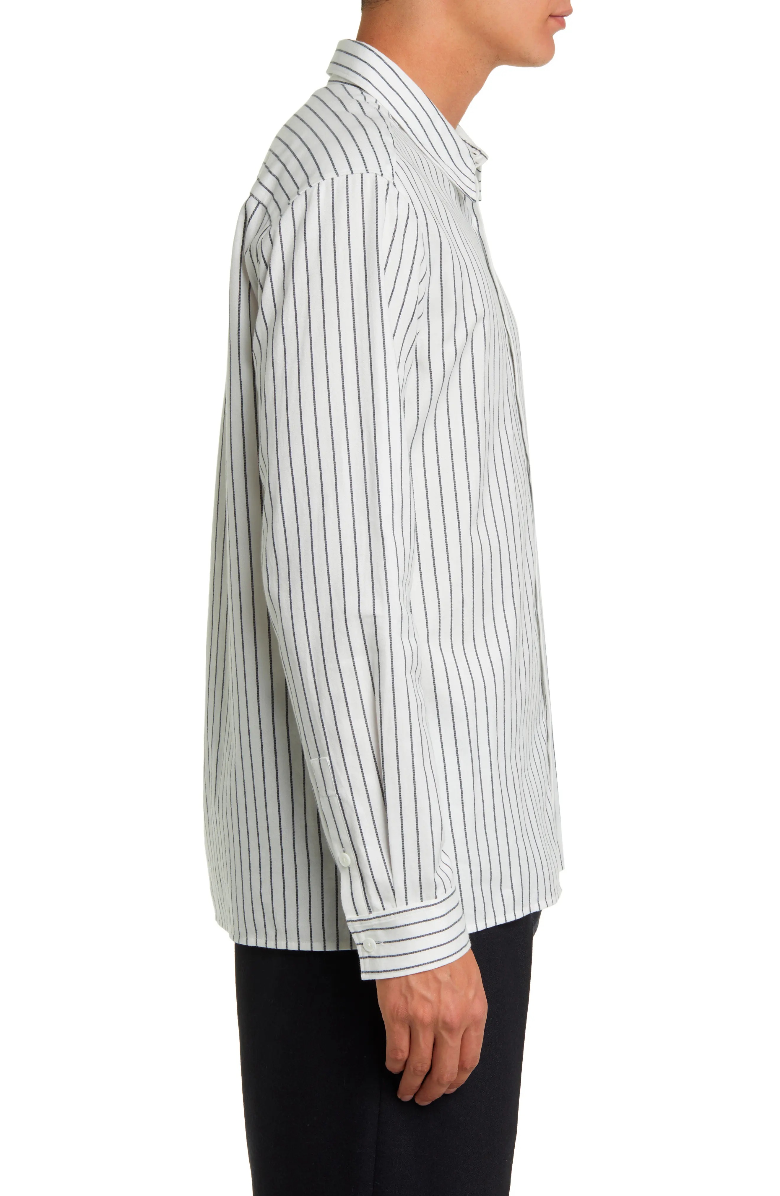 Classic Fit Stripe Cotton Button-Up Shirt - 4