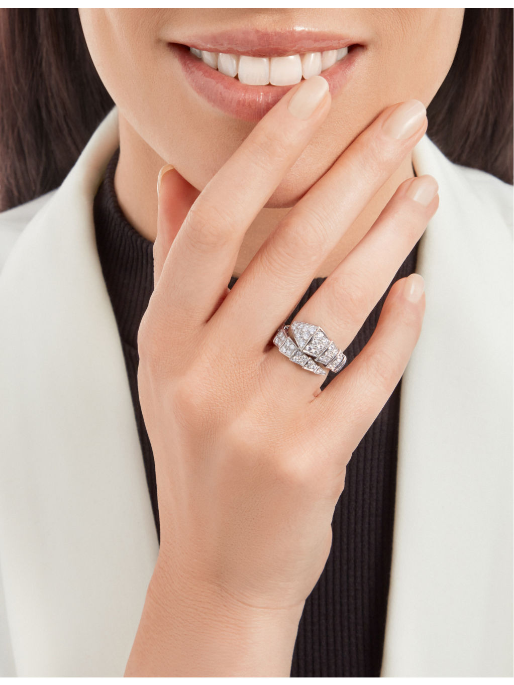 Serpenti 18kt white-gold and diamond ring - 4