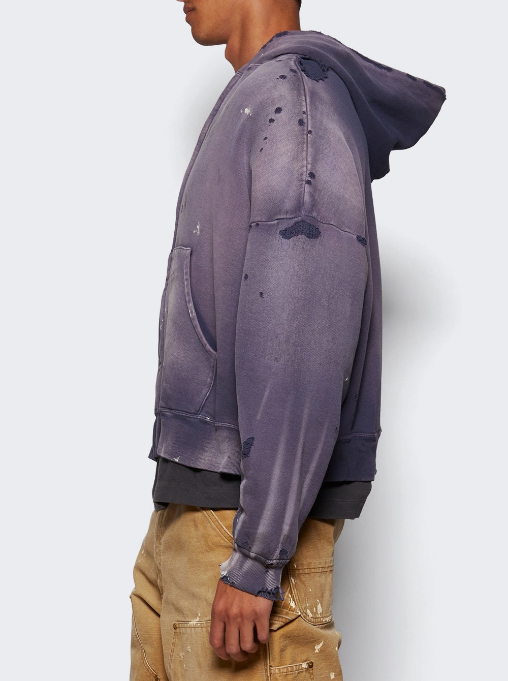 Double Face Zip Up Hoodie Navy - 3