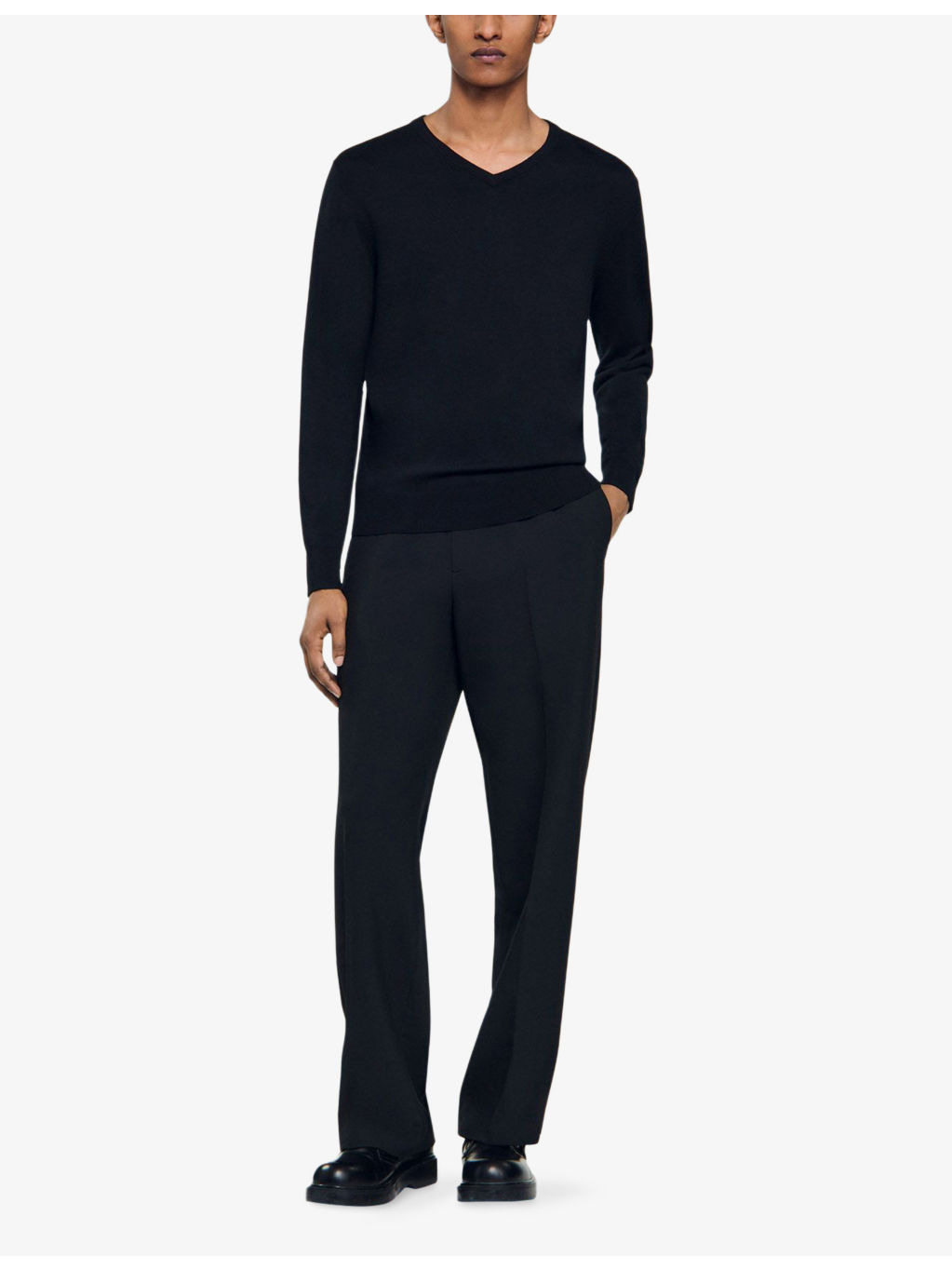 V-Neck Long-Sleeve Fine Wool Jumper - 2