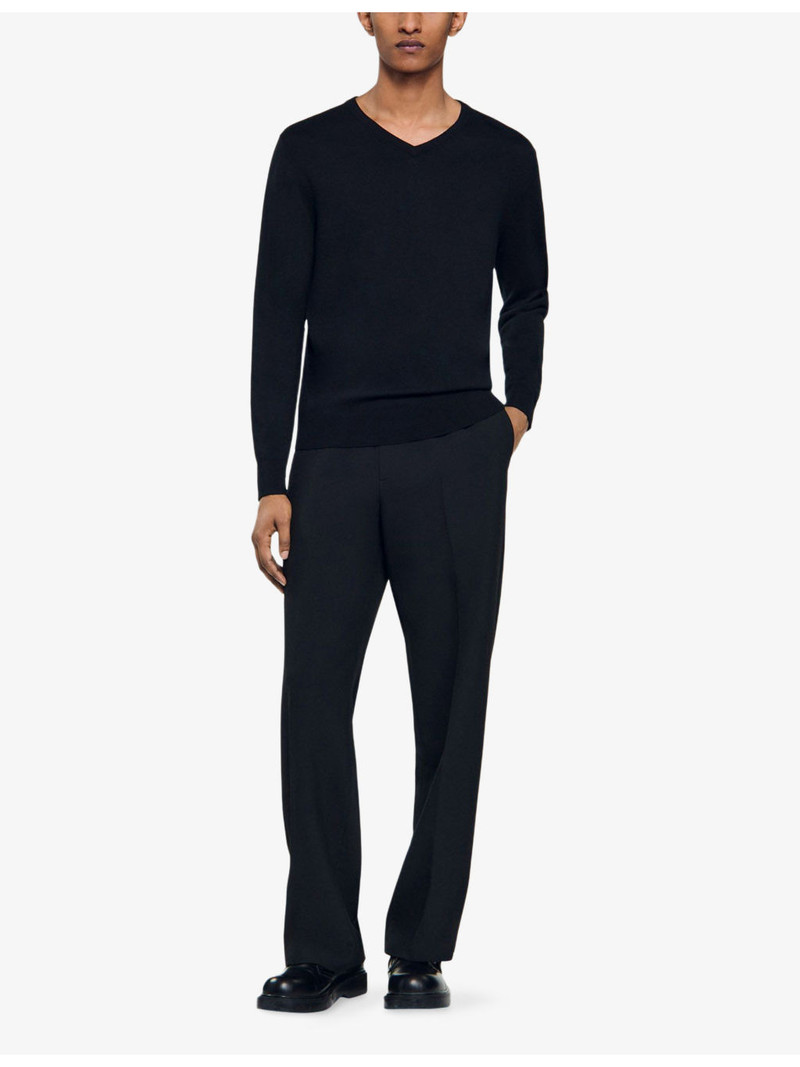 Sandro V-Neck Long-Sleeve Fine Wool Jumper outlook