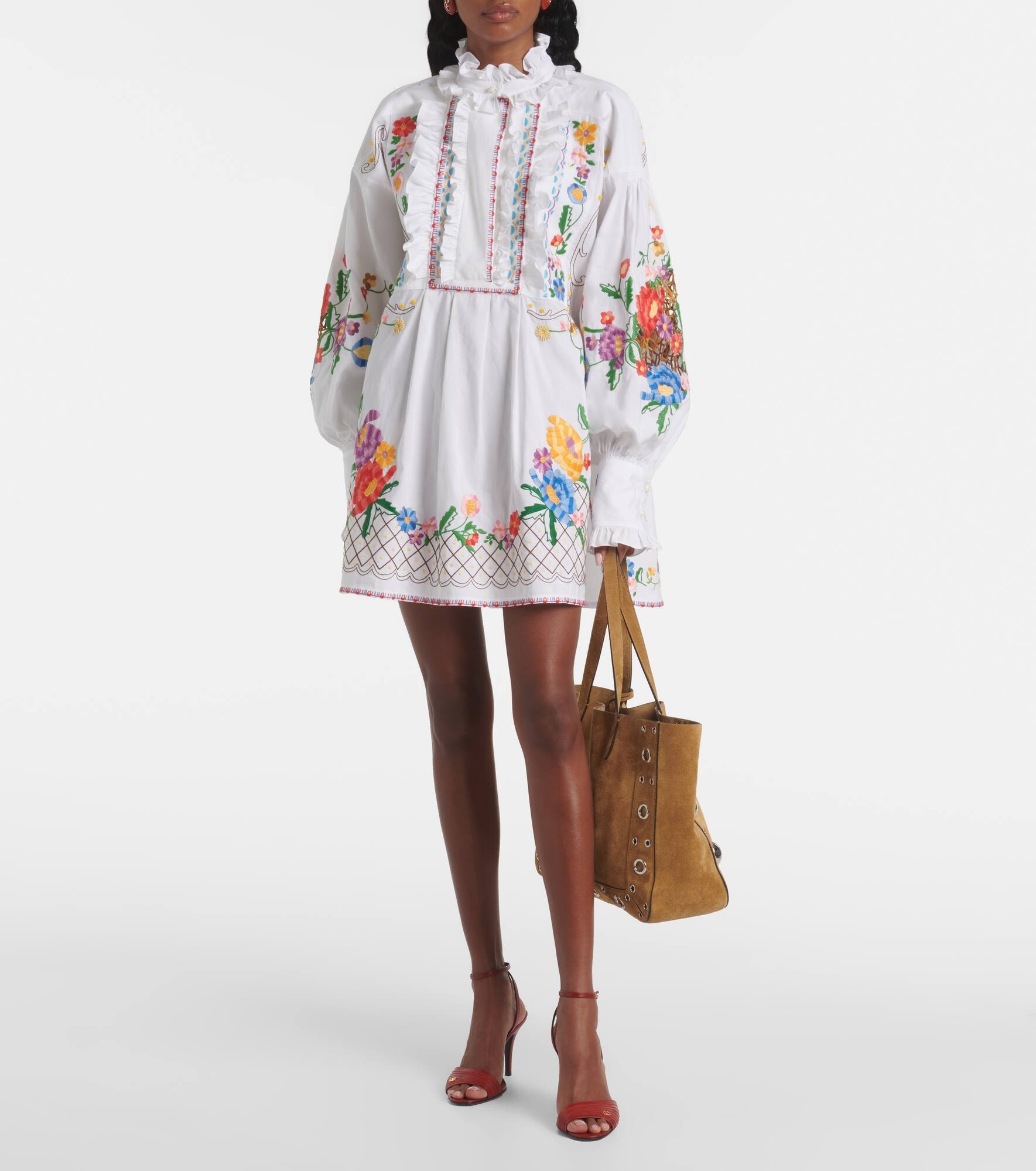 Embroidered cotton and linen blouse - 7
