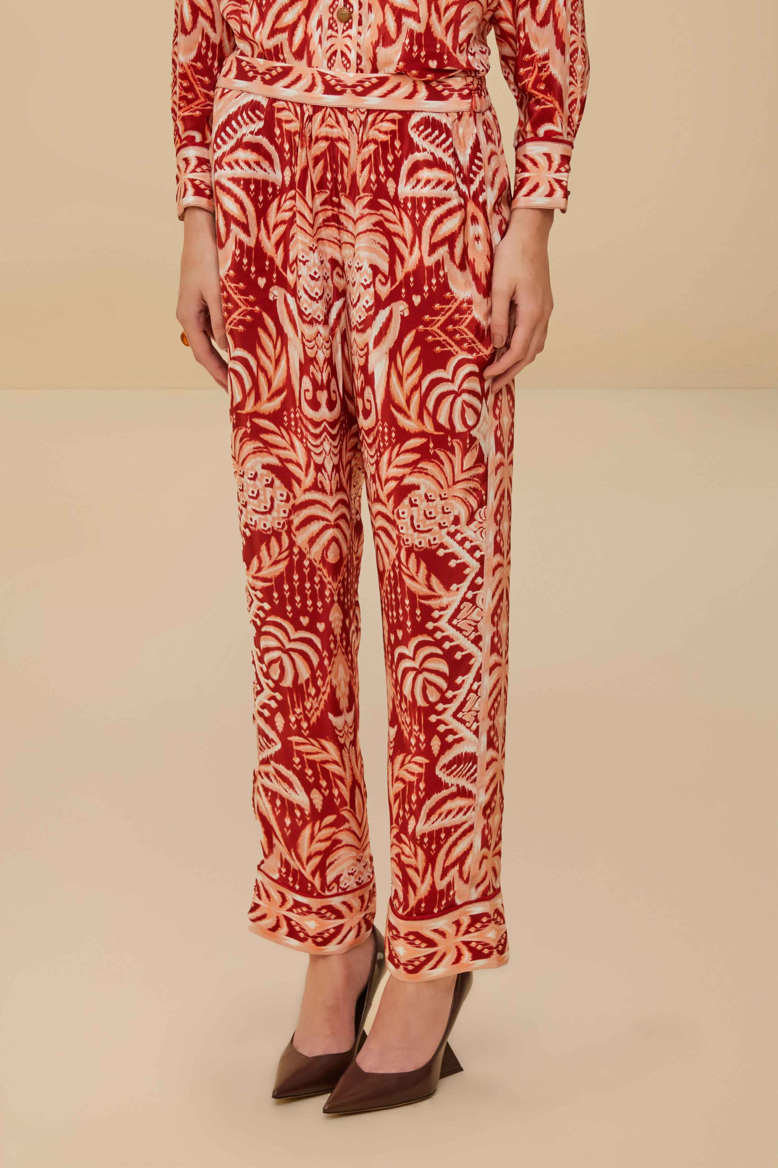 Tropical Tapestry Red Pajama Pants - 2