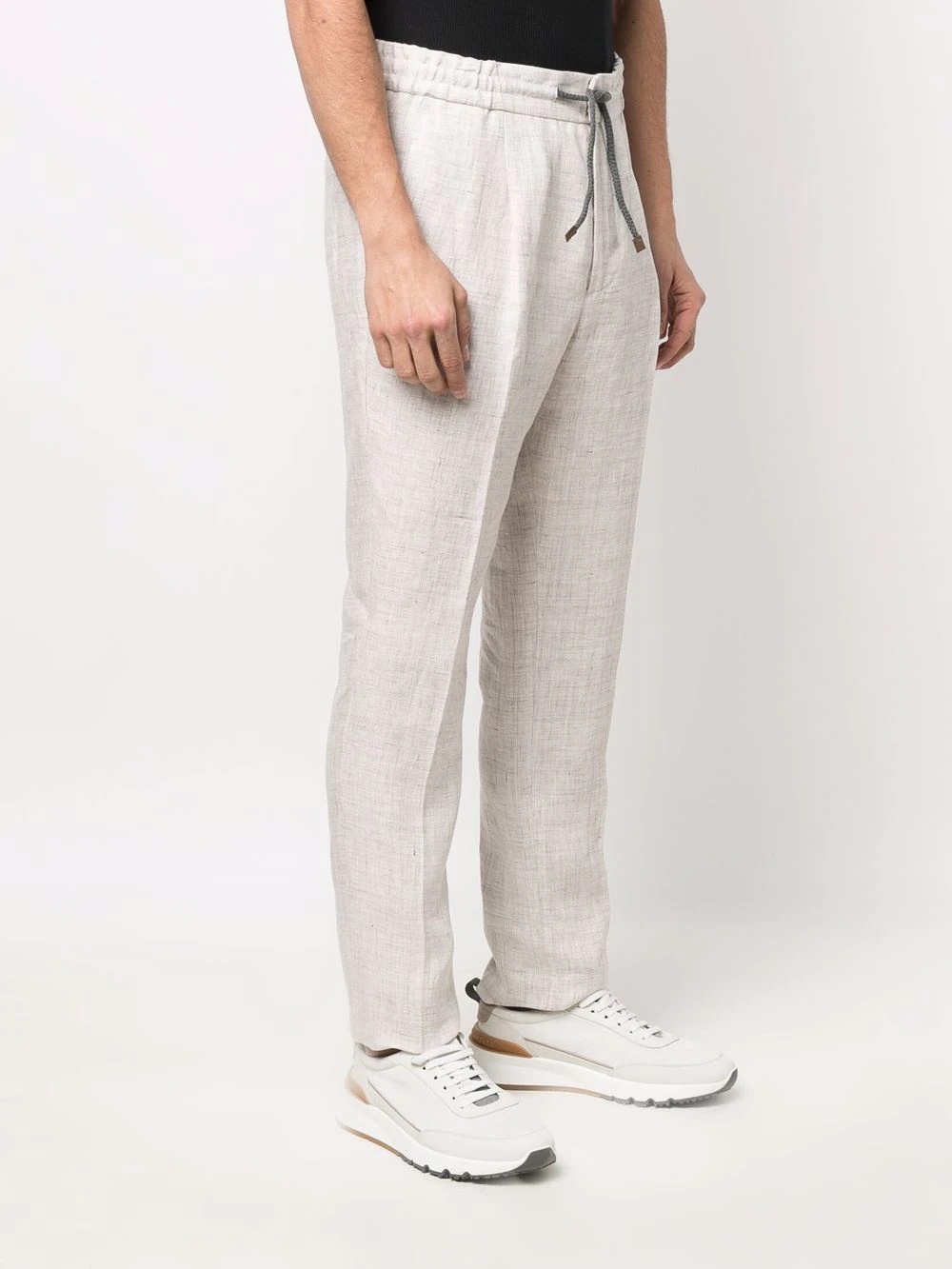 drawstring linen trousers - 3