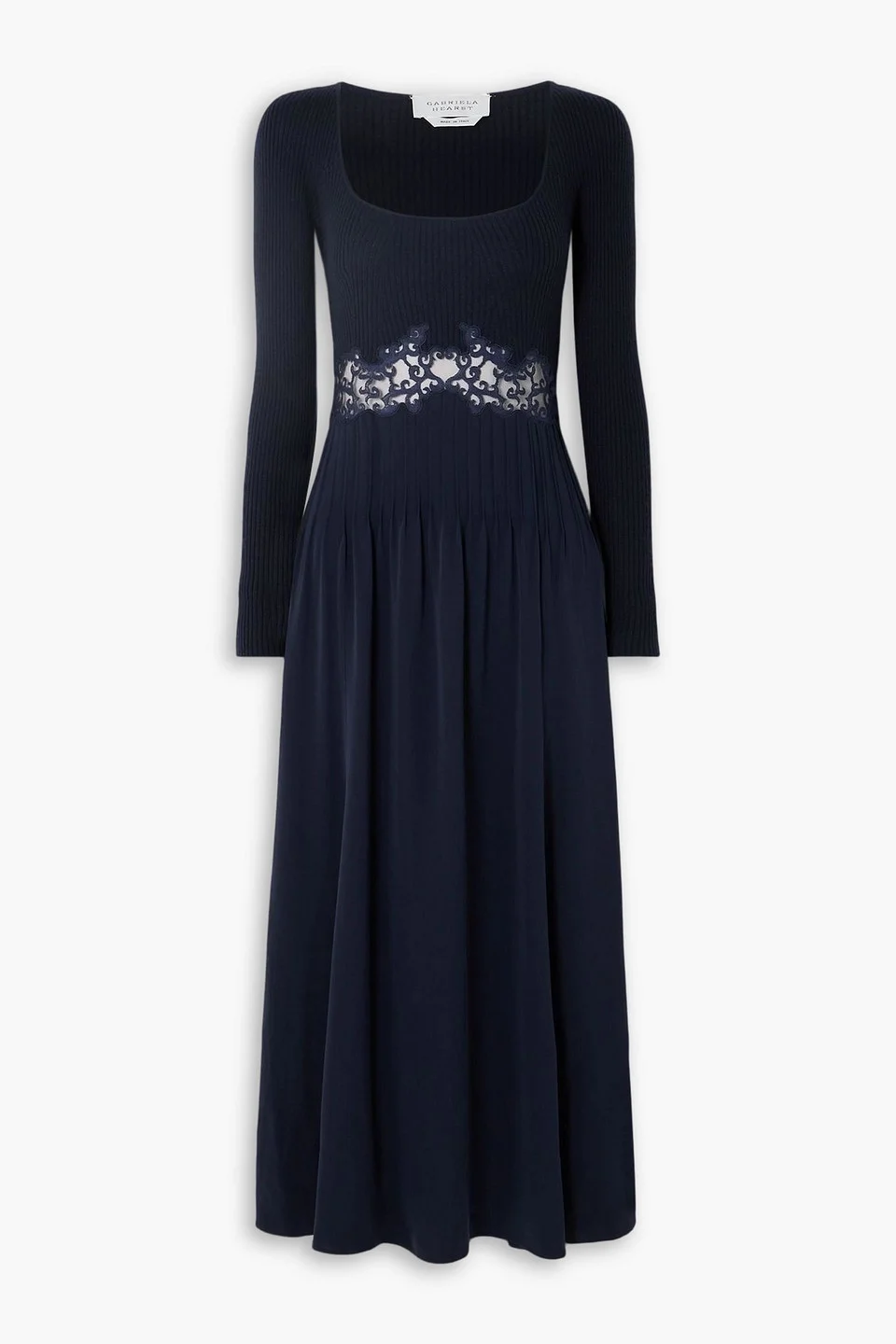 Prior lace-trimmed cashmere and silk-blend crepe midi dress - 1