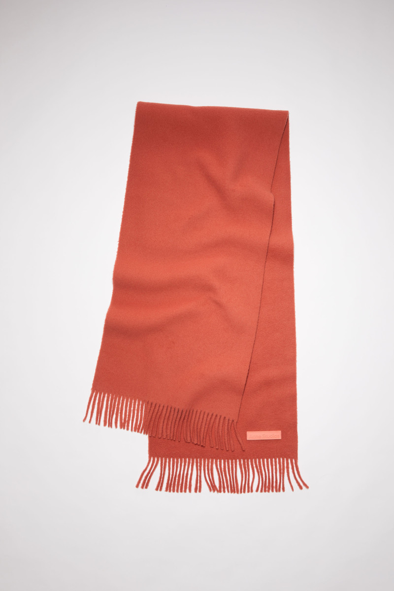 Wool fringe scarf - Coral red 1