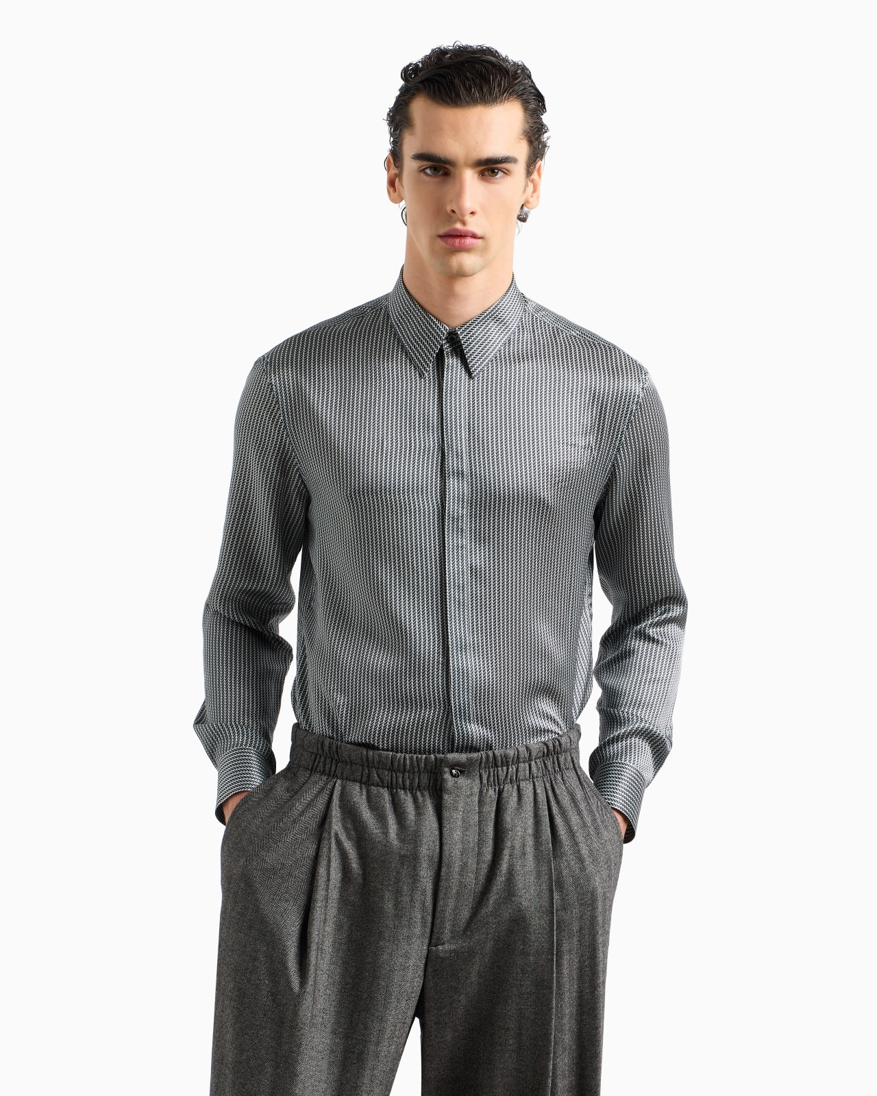 SHIRT IN PRINTED SILK SATIN - 4