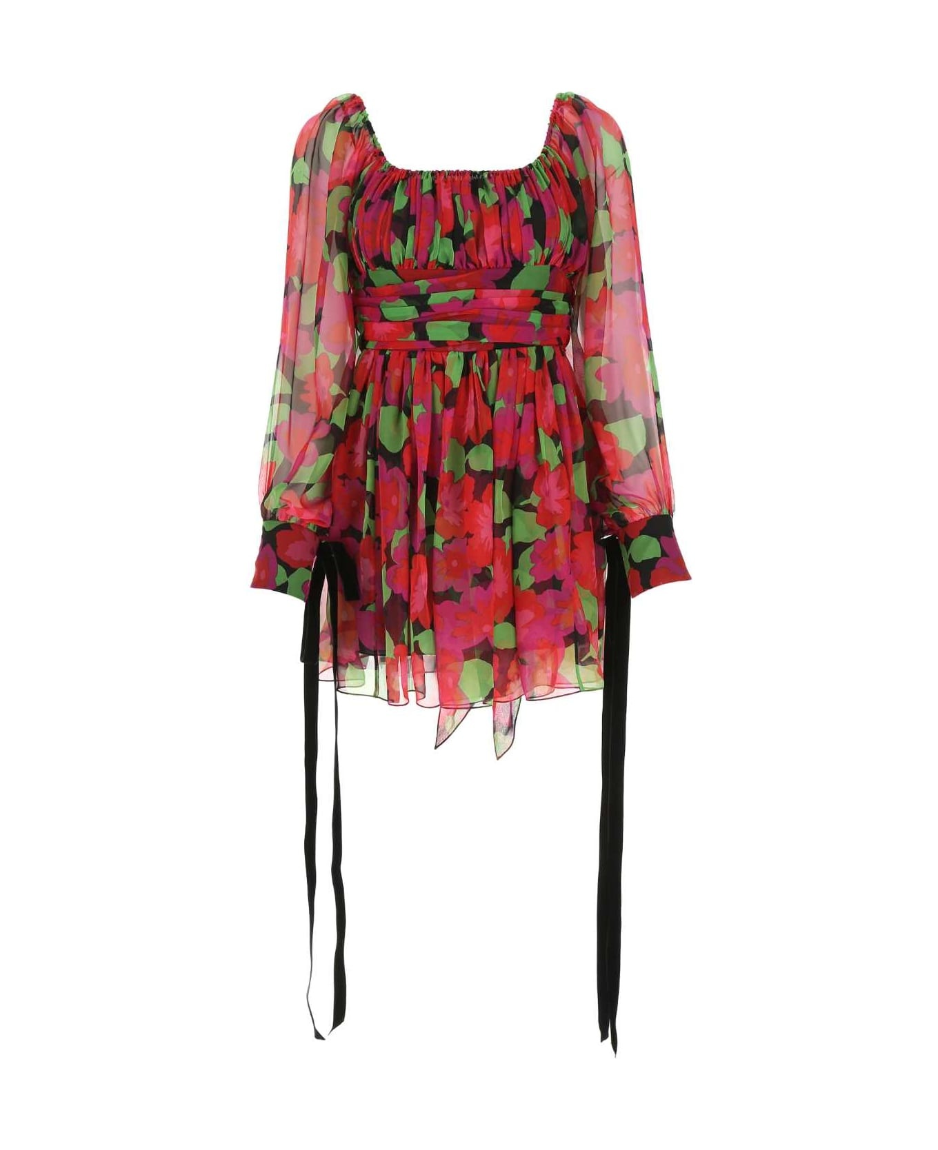 Printed Silk Mini Dress - 1