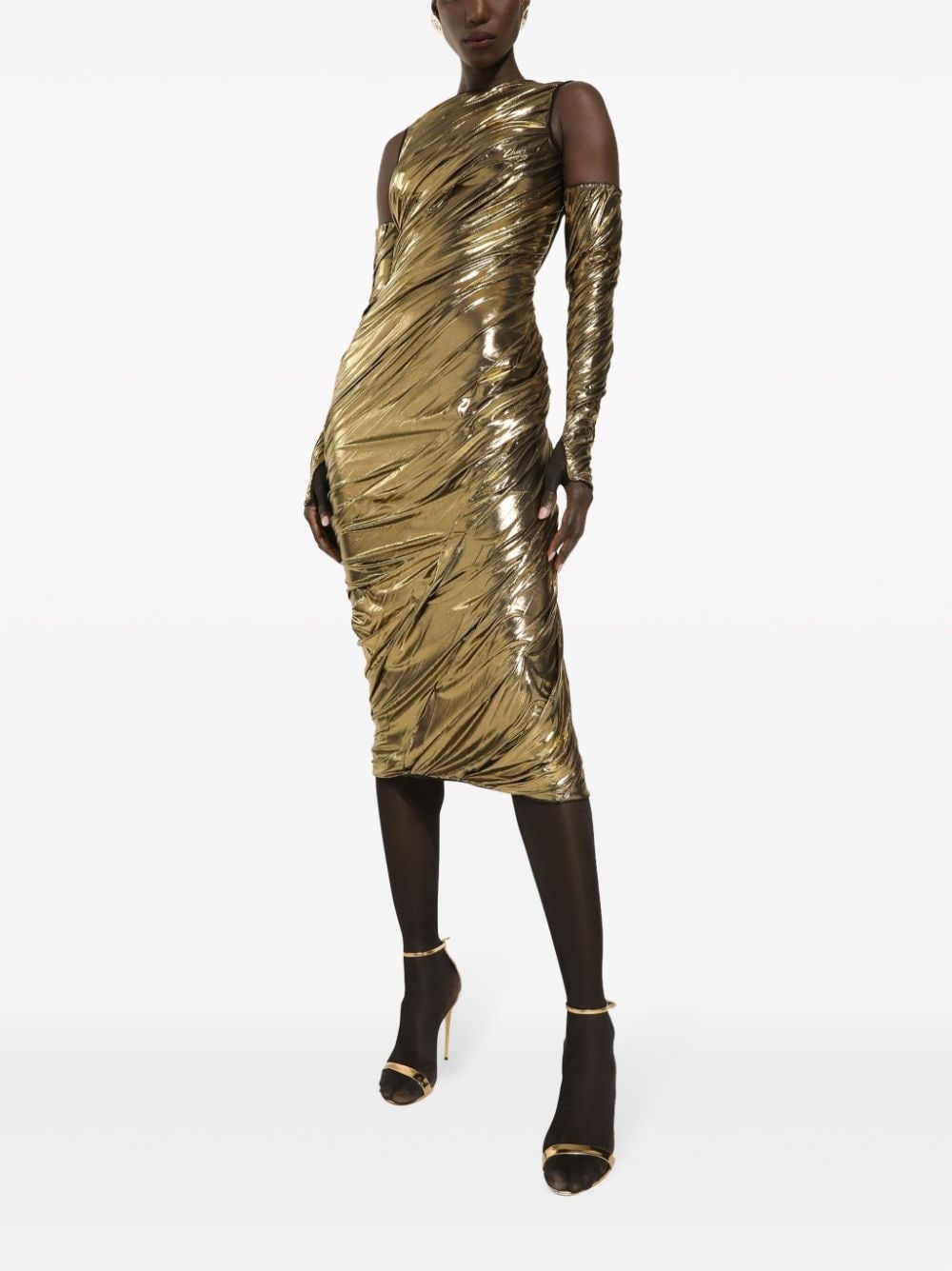 foiled-finish panelled dress - 2