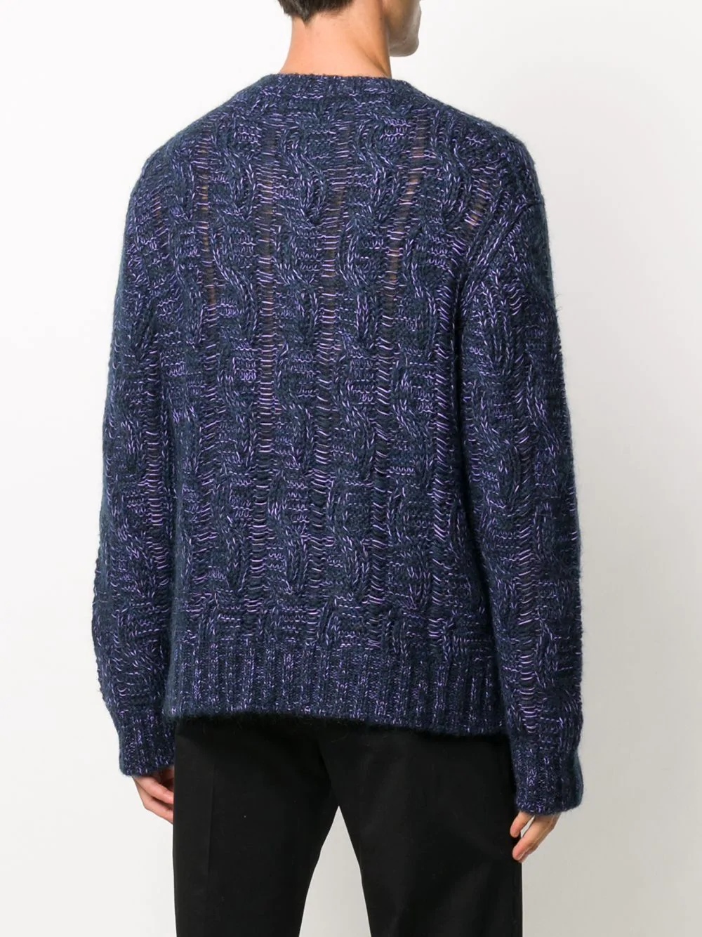 melange cable-knit jumper - 4