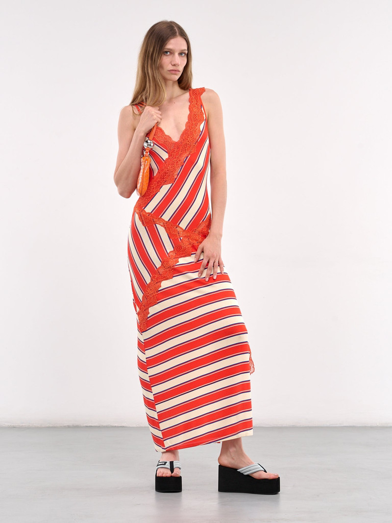 VAILLANT Striped Bias Lace Maxi Dress outlook