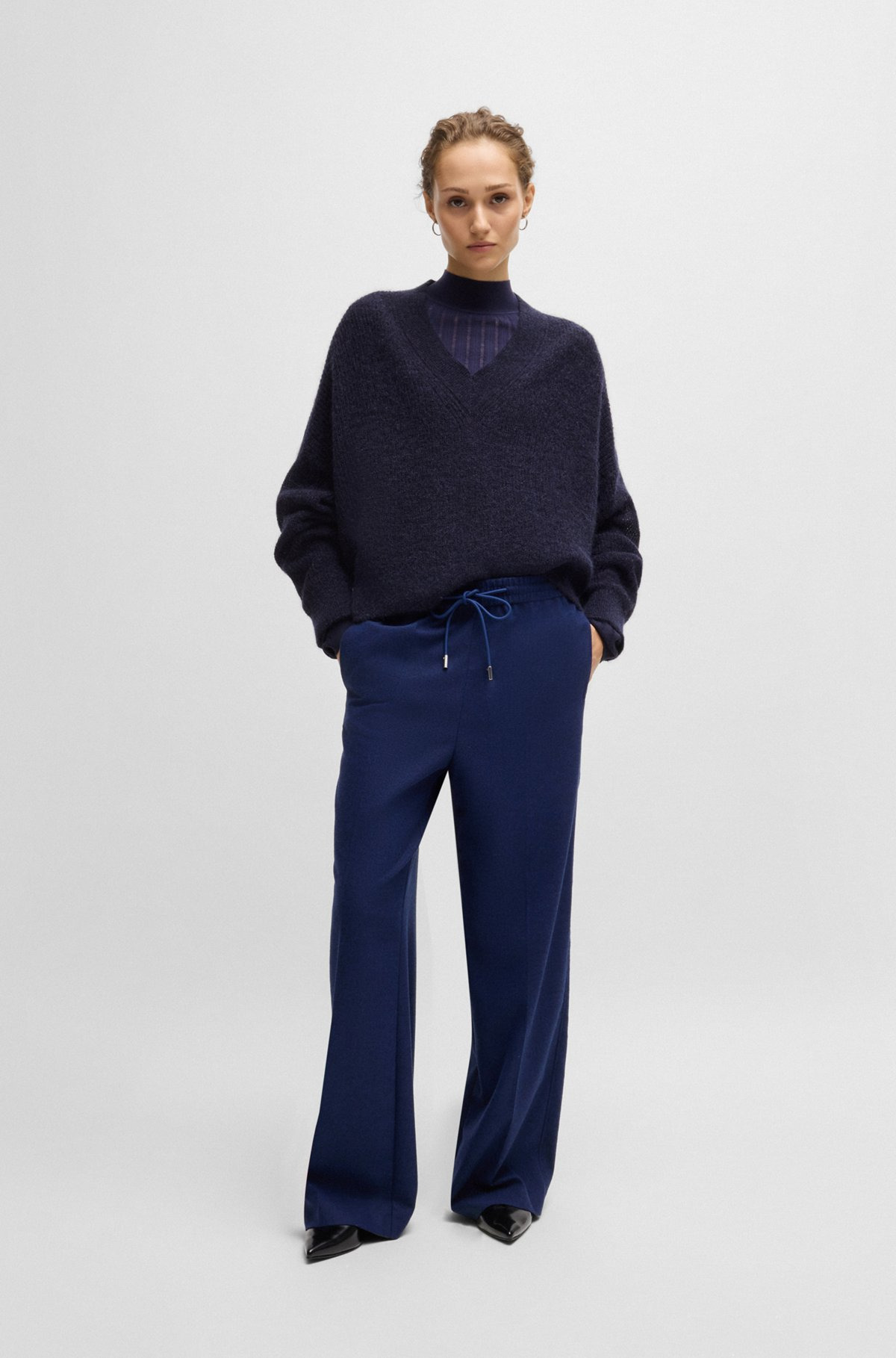 V-NECK SWEATER WITH MELANGE EFFECT - 3