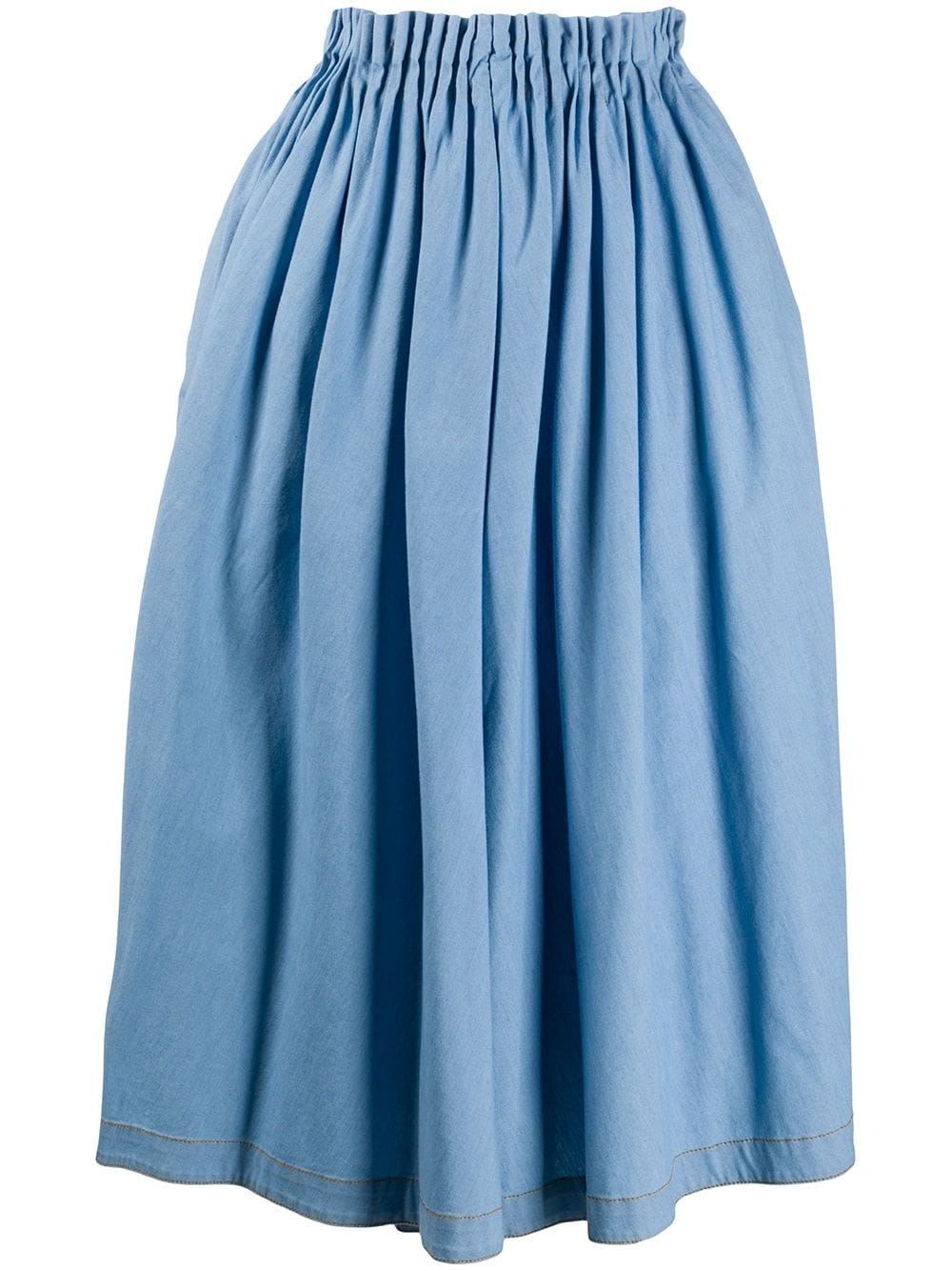 high-waisted pleated midi skirt - 1