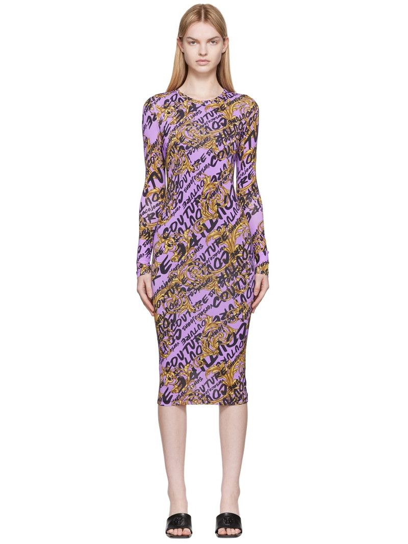 Purple Printed Midi Dress 1